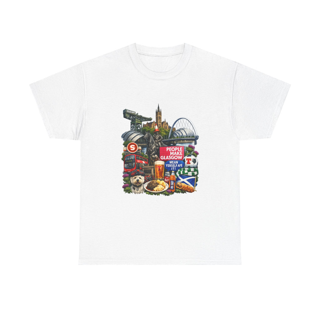Glasgow Collage T-Shirt — "People Make Glasgow" Scottish City Souvenir Tee