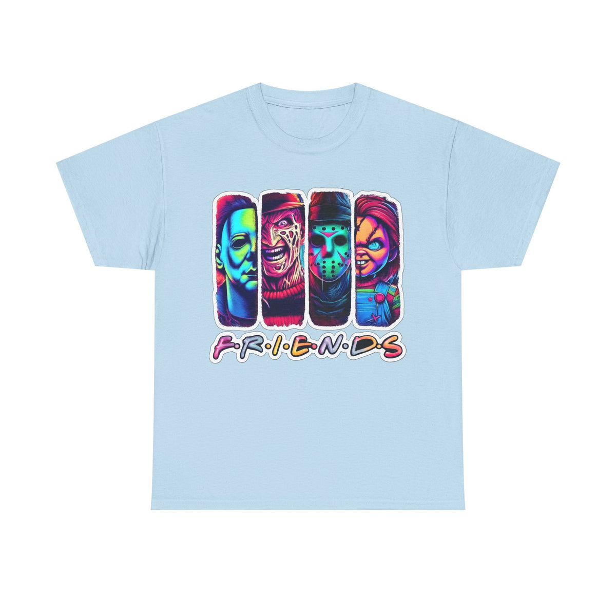 Halloween Horror Icons "Friends" T-Shirt — Neon Retro Slasher Tee
