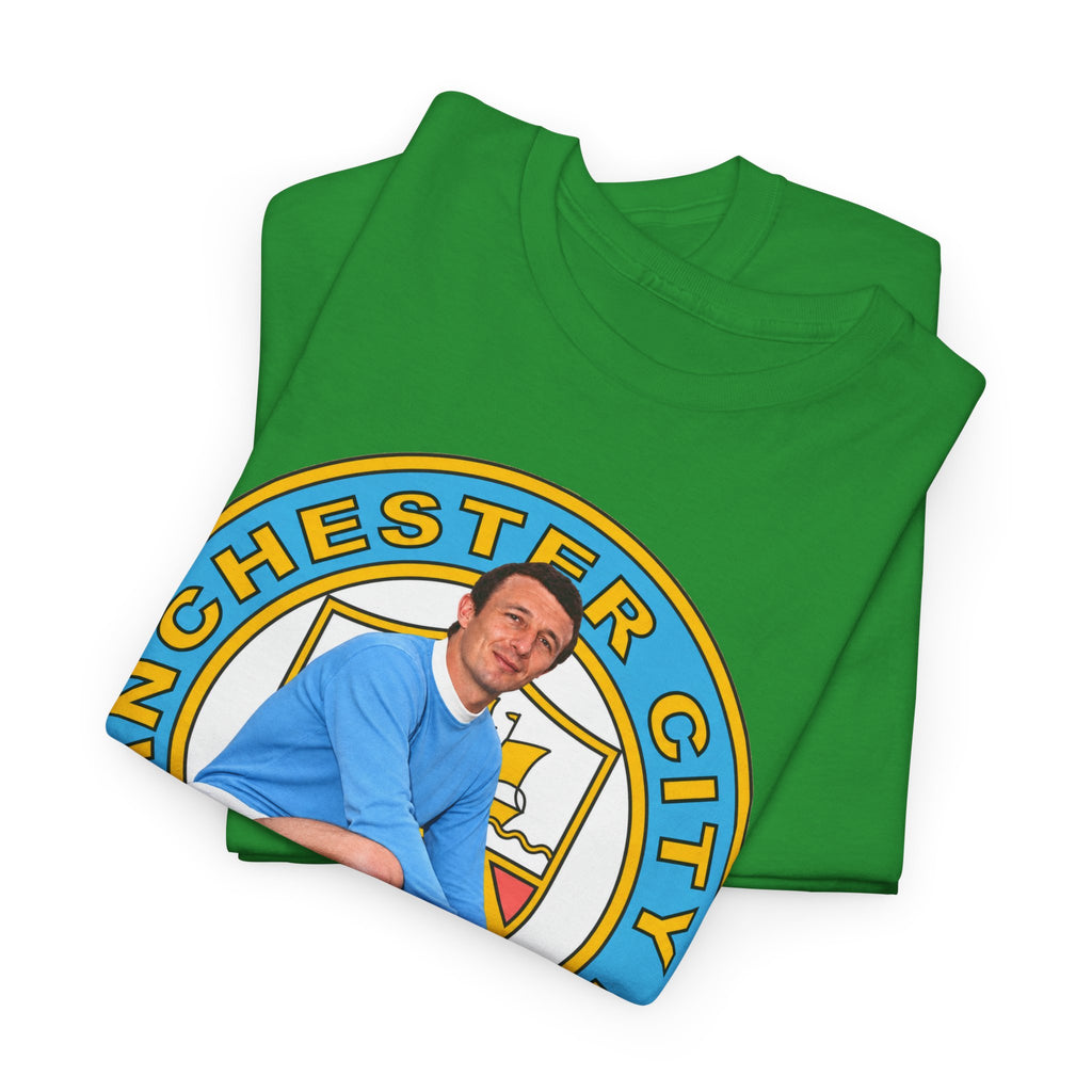 Mike Summerbee Manchester City Vintage Soccer Tee — Retro Player Crest Graphic