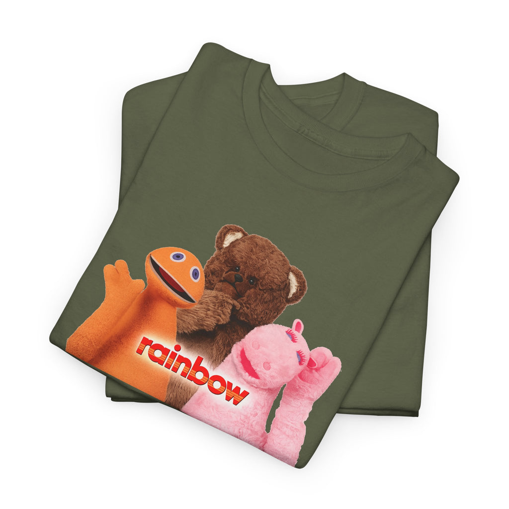 Rainbow Kids TV Zippy, George and Bungle Puppets T-Shirt — Cute Teddy & Hand Puppets Graphic Tee