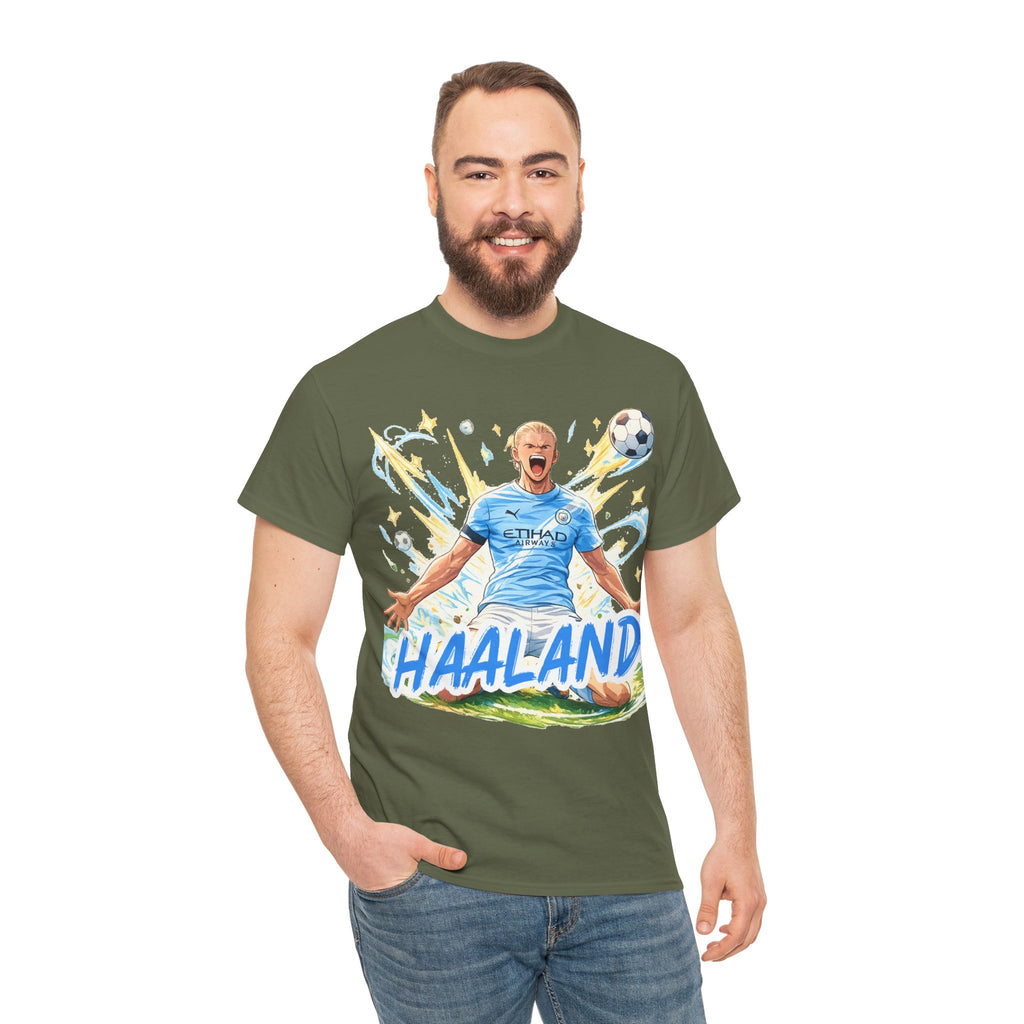 Erling Haaland Anime Fan Tee — Celebratory Football Player Graphic T-Shirt