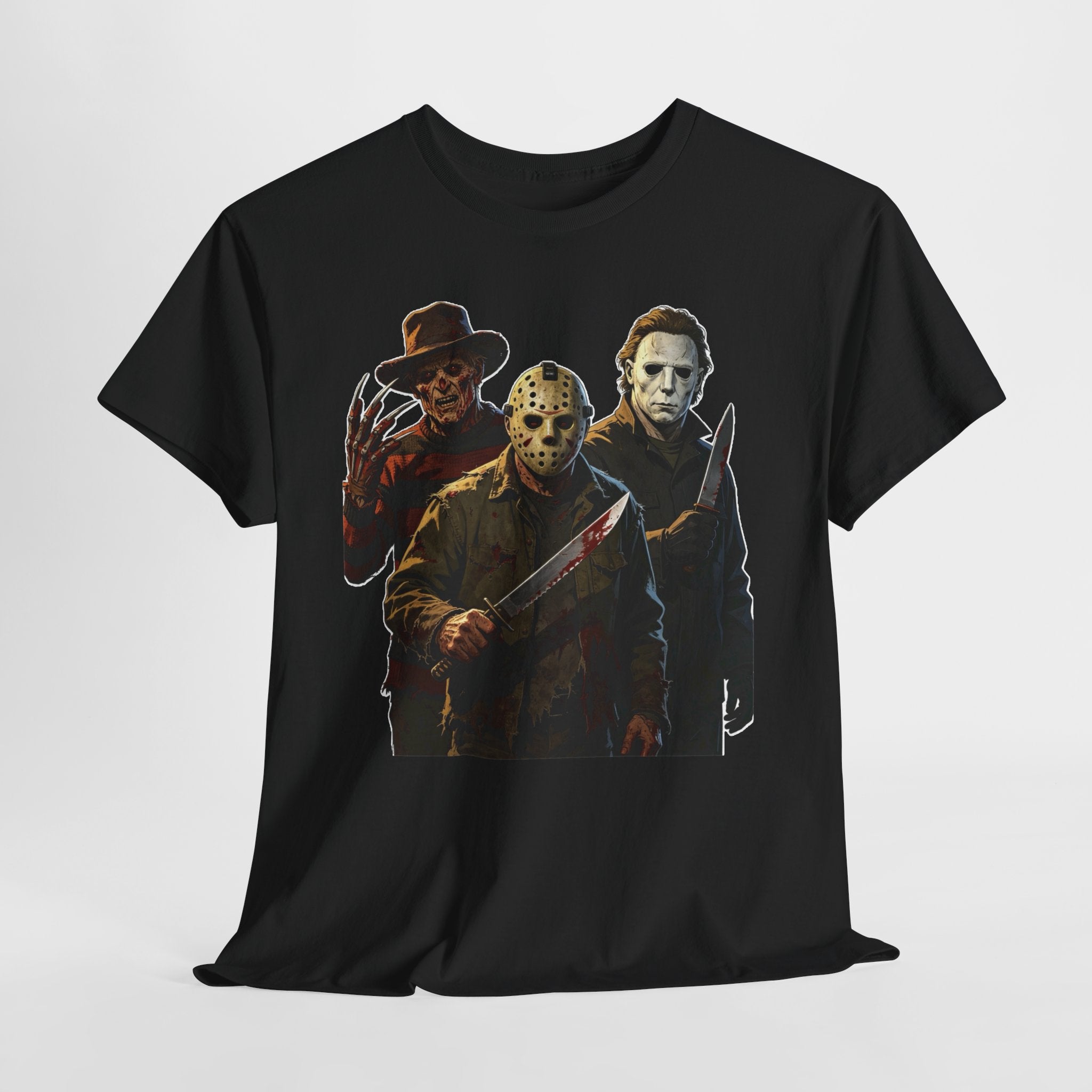 Horror Icons T-Shirt — Freddy, Jason & Michael Trio Graphic Tee