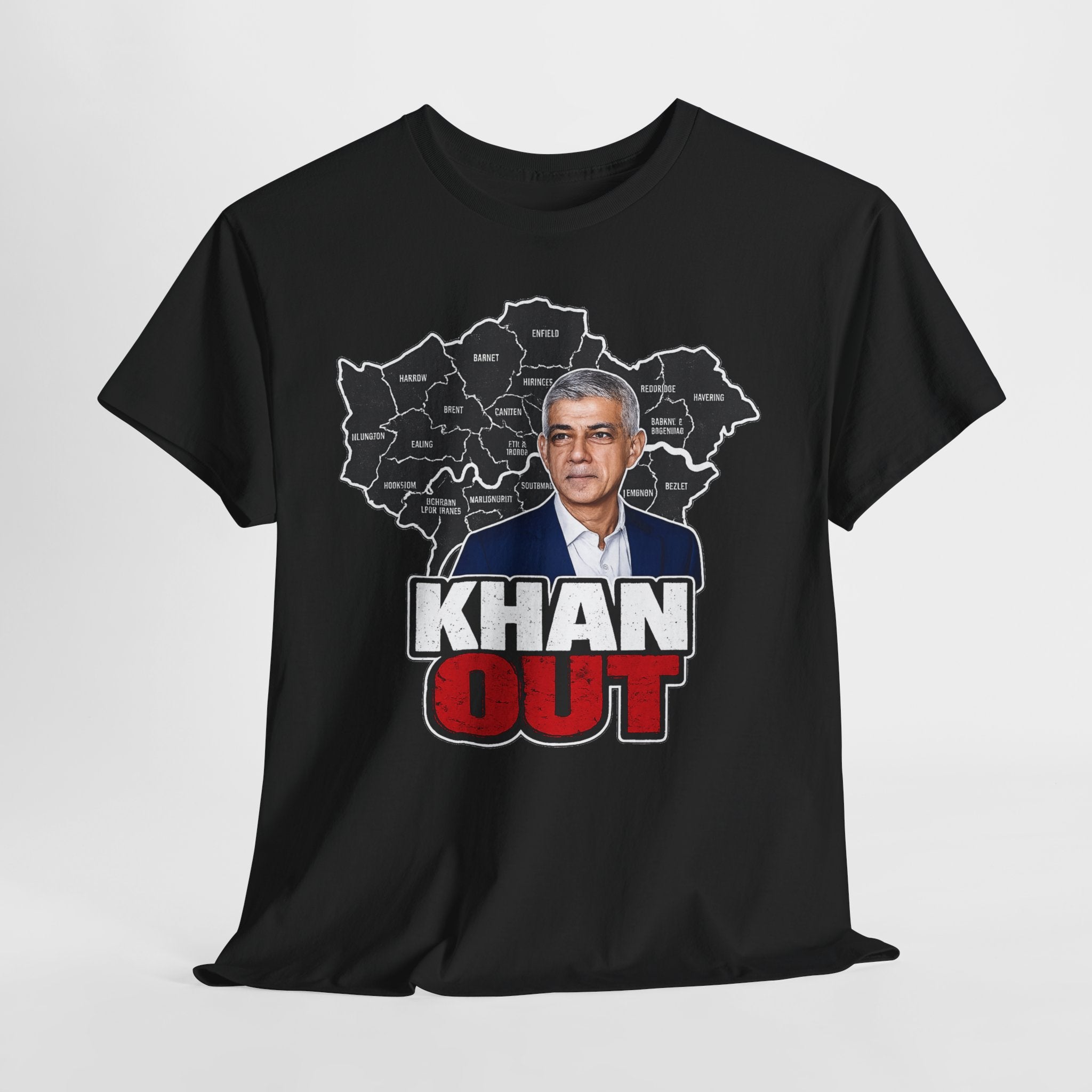 Sadiq Khan Out" Political Protest Tee with Sadiq Khan Graphic T-Shirt