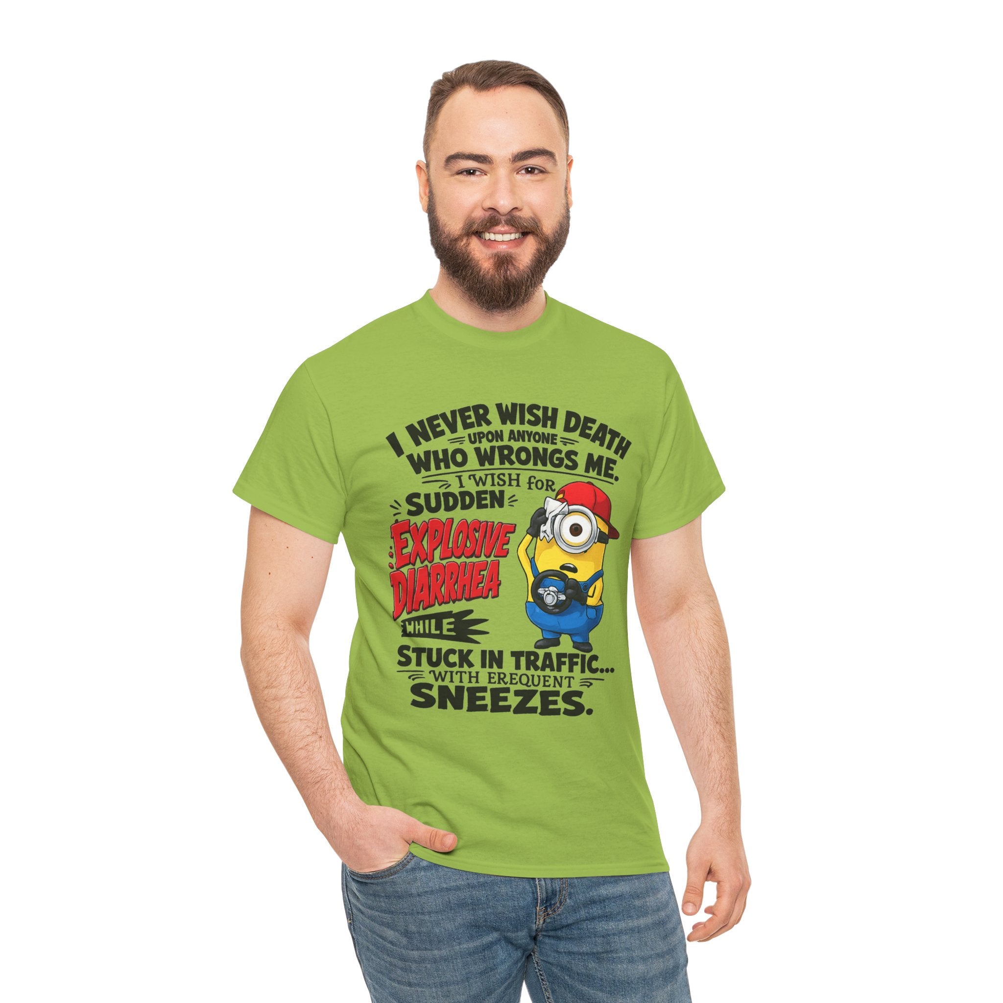 Funny Minion Traffic Tee — "Explosive Diarrhea" Humorous Graphic T-Shirt
