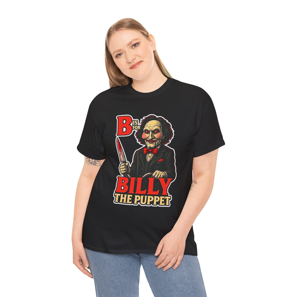 Billy the Puppet Horror Tee — Jigsaw-Style Killer Doll Graphic T-Shirt