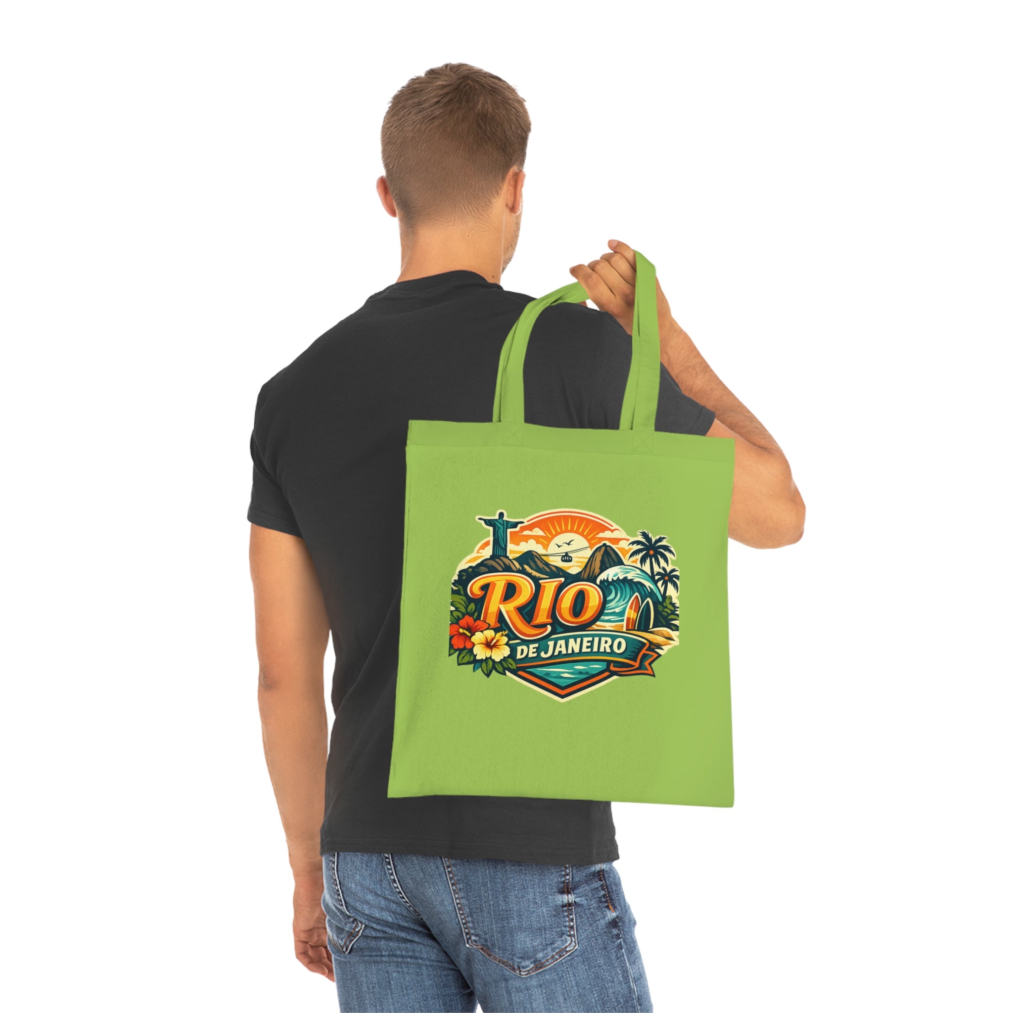 Rio de Janeiro / West Palm Beach Beach Tote — Retro Tropical Cotton Tote Bag