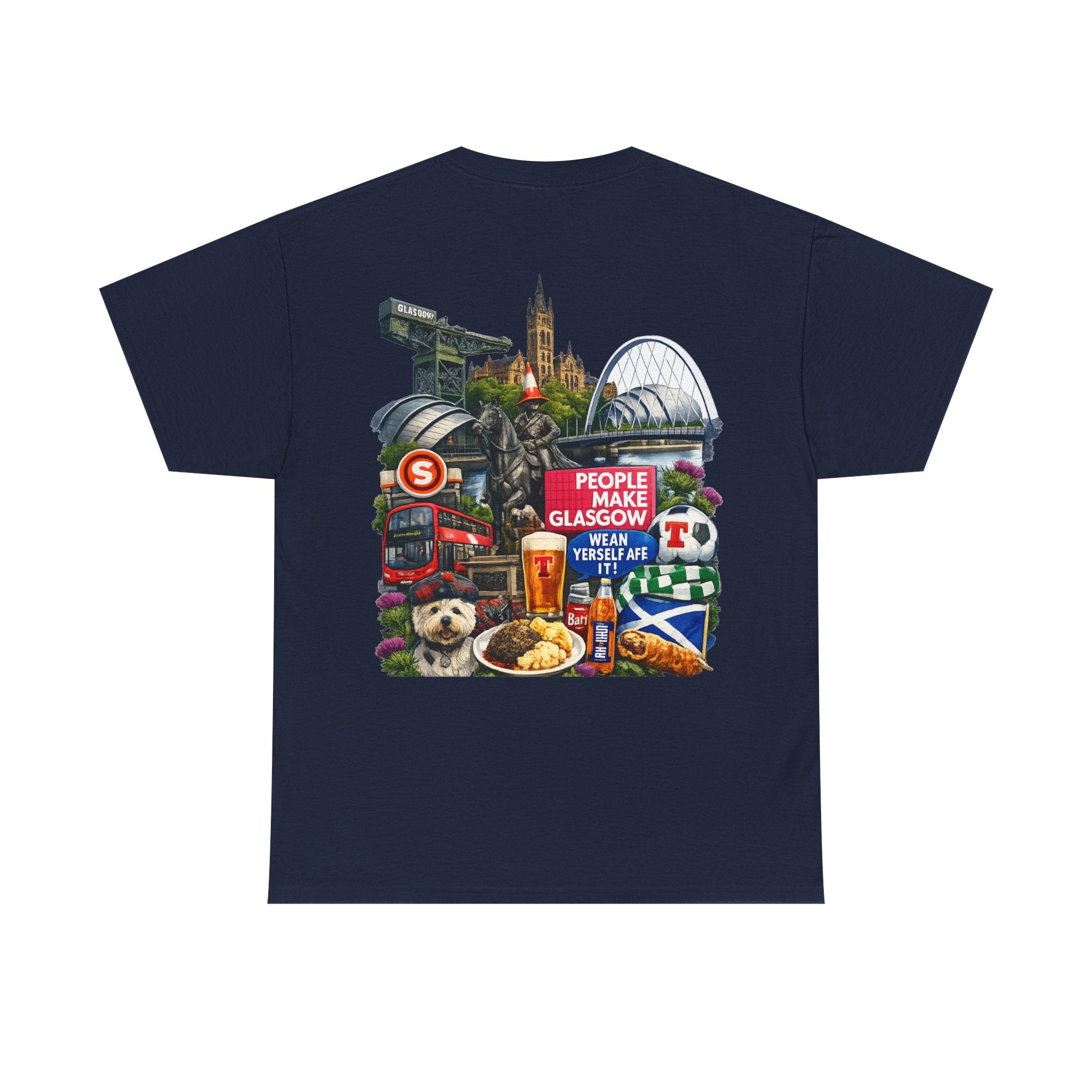 Glasgow Collage T-Shirt — "People Make Glasgow" Scottish City Souvenir Tee