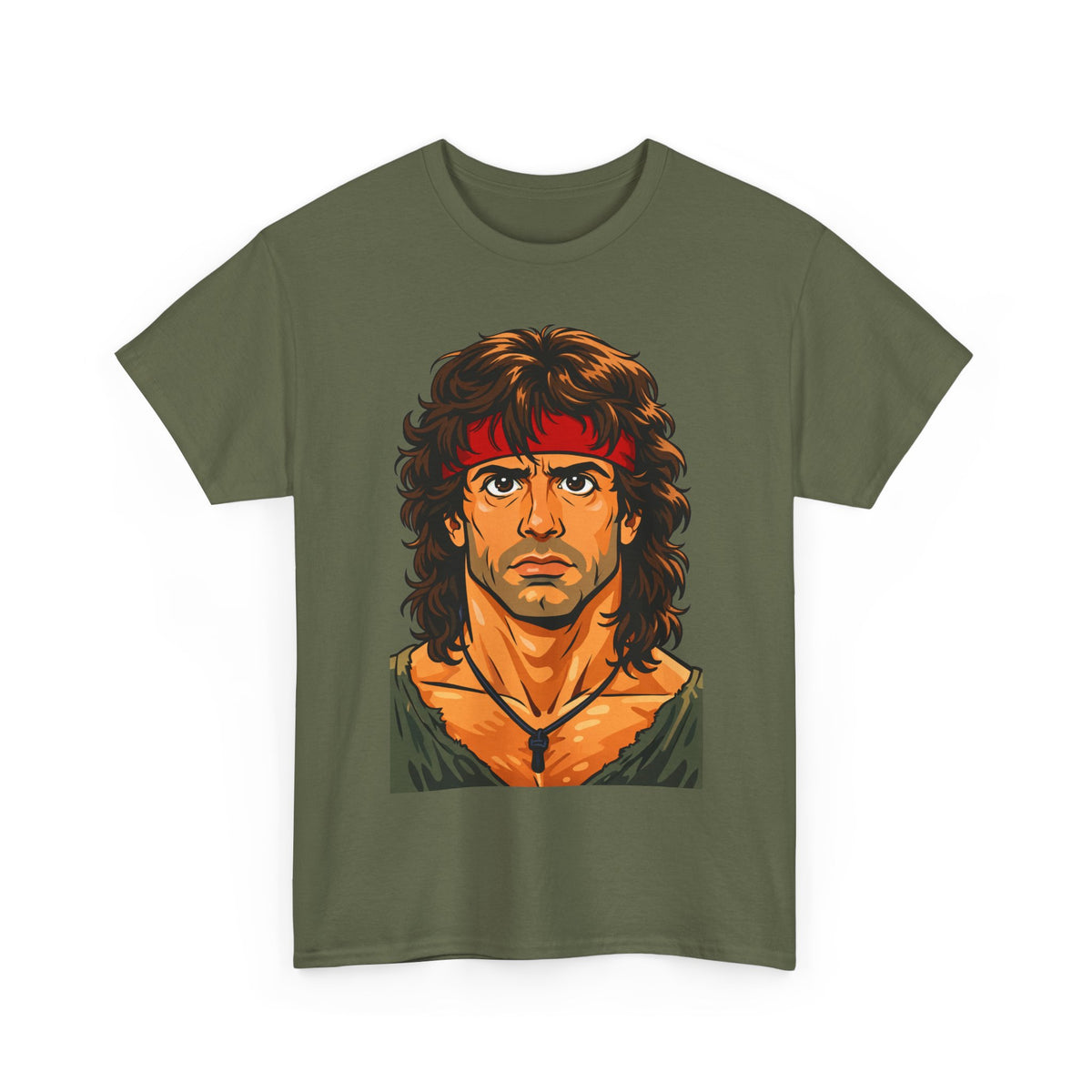Retro Action Hero Portrait Cotton T-Shirt