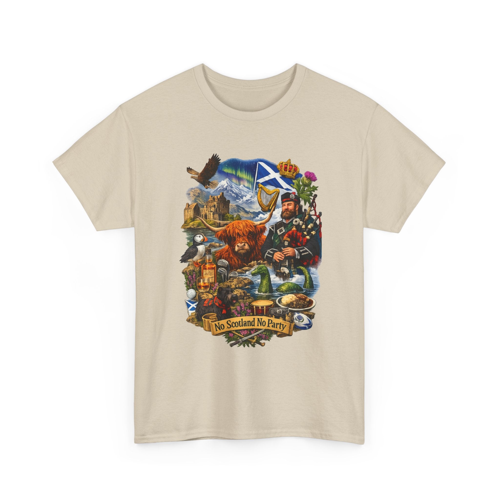 Scotland Collage T-Shirt — "No Scotland No Party" Scottish Heritage Tee
