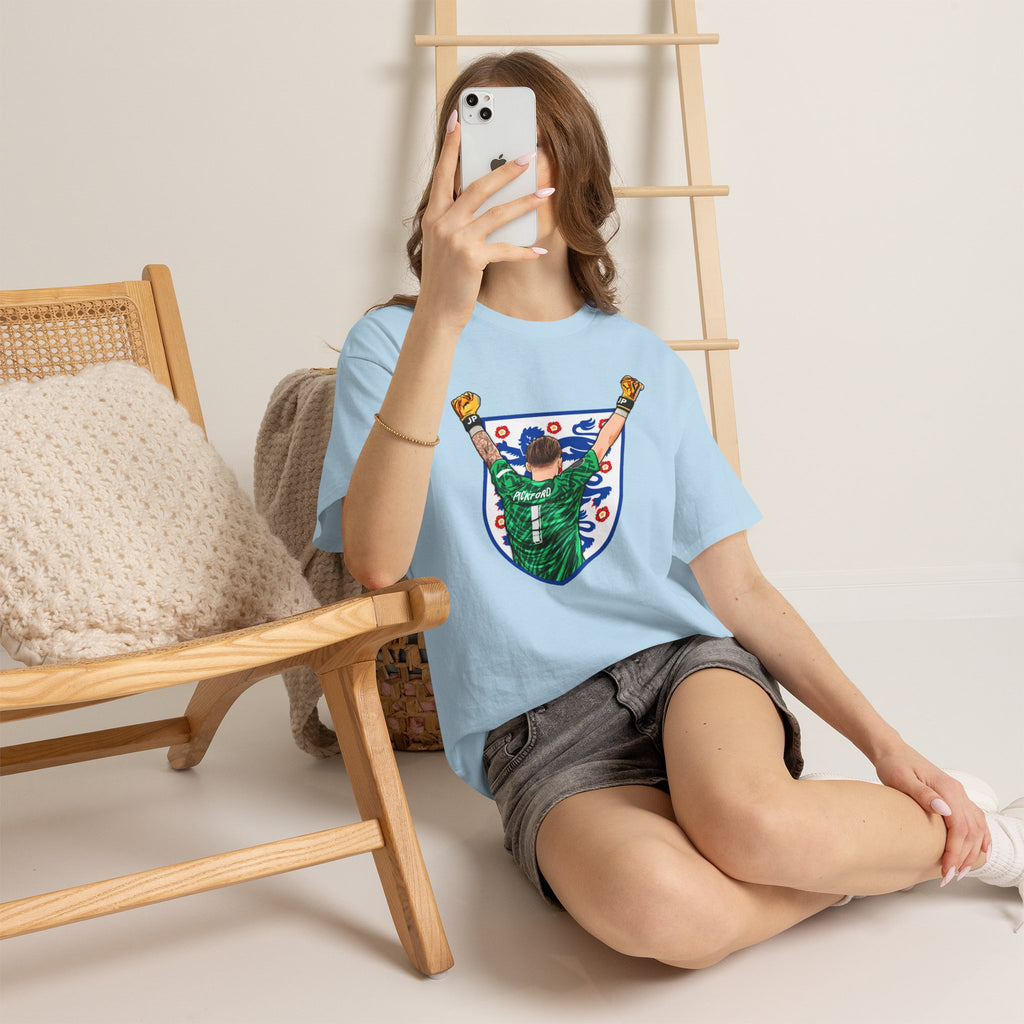 Pickford England Number 1 Goalkeeper Graphic Tee — Victory Pose Jersey Design