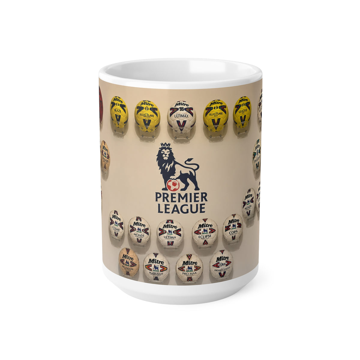 Premier League Football Mug — Vintage Ball Collection Ceramic Coffee Cup (11oz, 15oz)