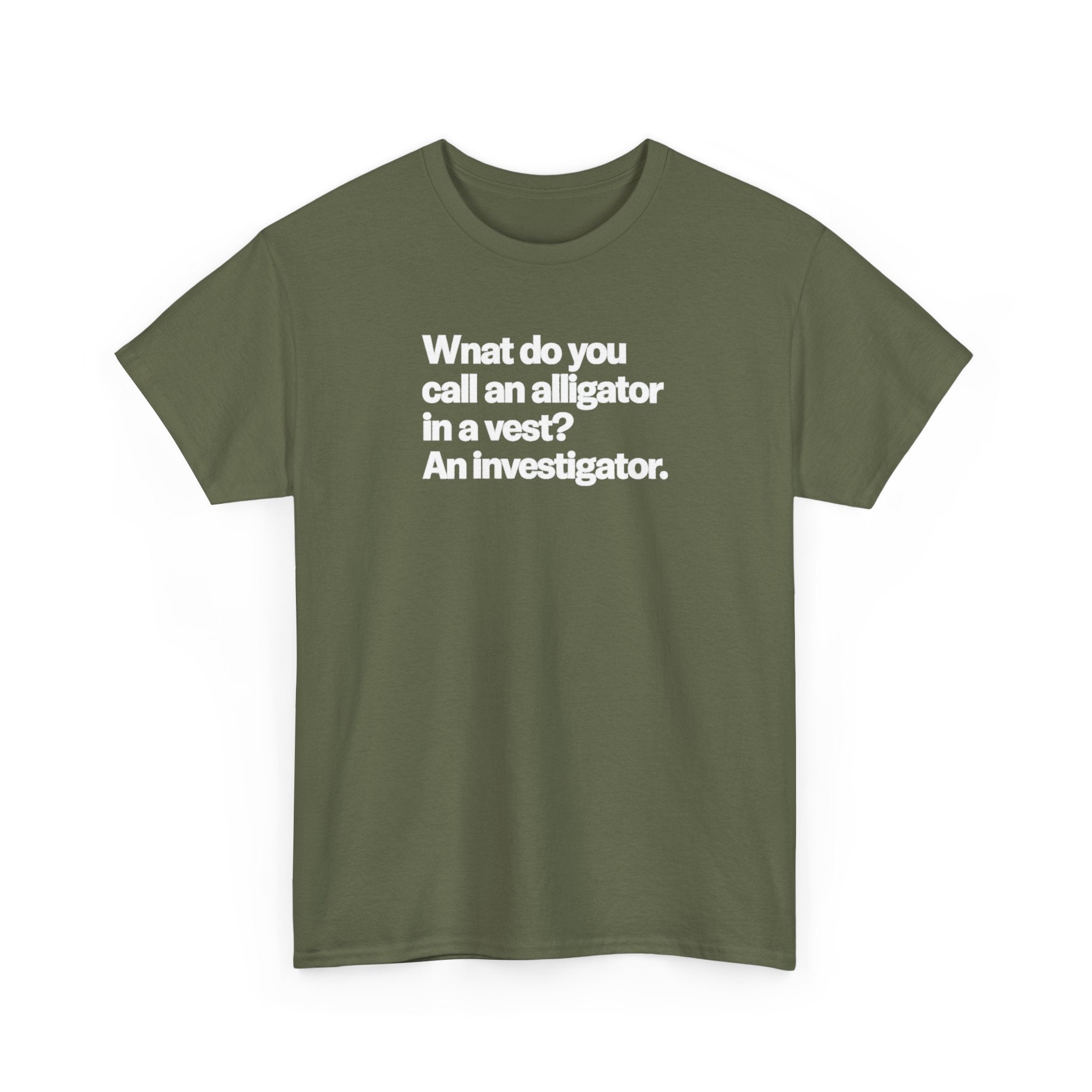 What do you call an Alligator White Minimalist Funny Tee — Subtle Embossed Text Casual T-Shirt