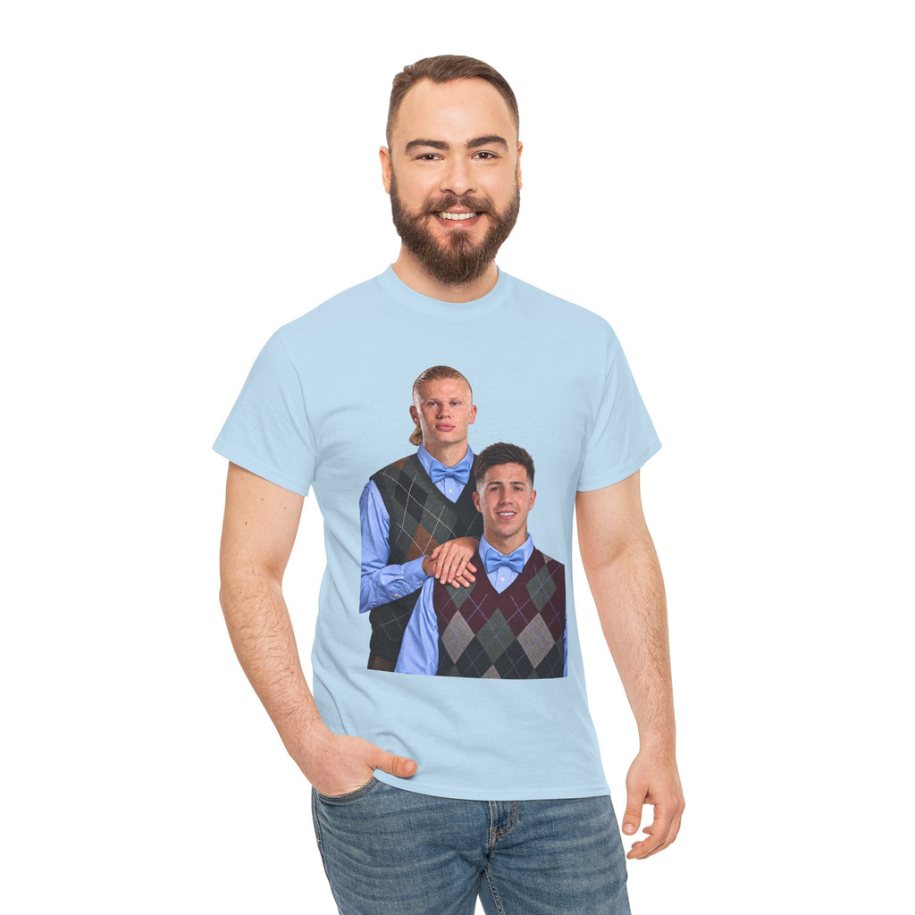 Haaland and Enzo Geek Cotton T-Shirt — Two Guys in Argyle Sweater Vests
