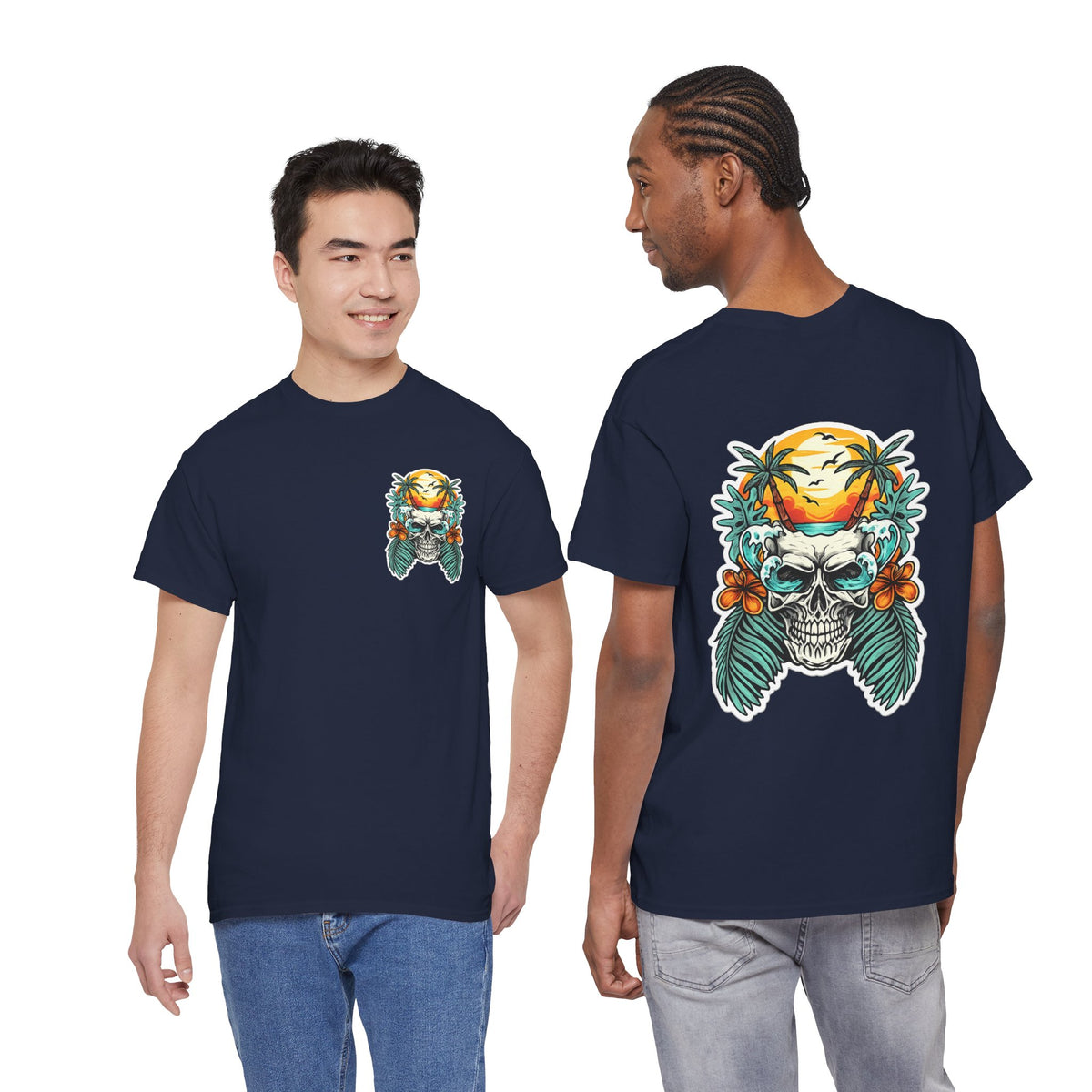 Tropical Skull Tee — Sunset Palm Beach Skull T-Shirt