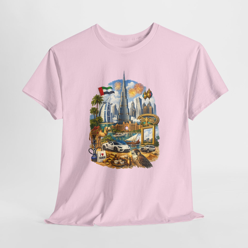 Dubai Skyline Beach Vacation T-Shirt – Retro Travel Collage Tee