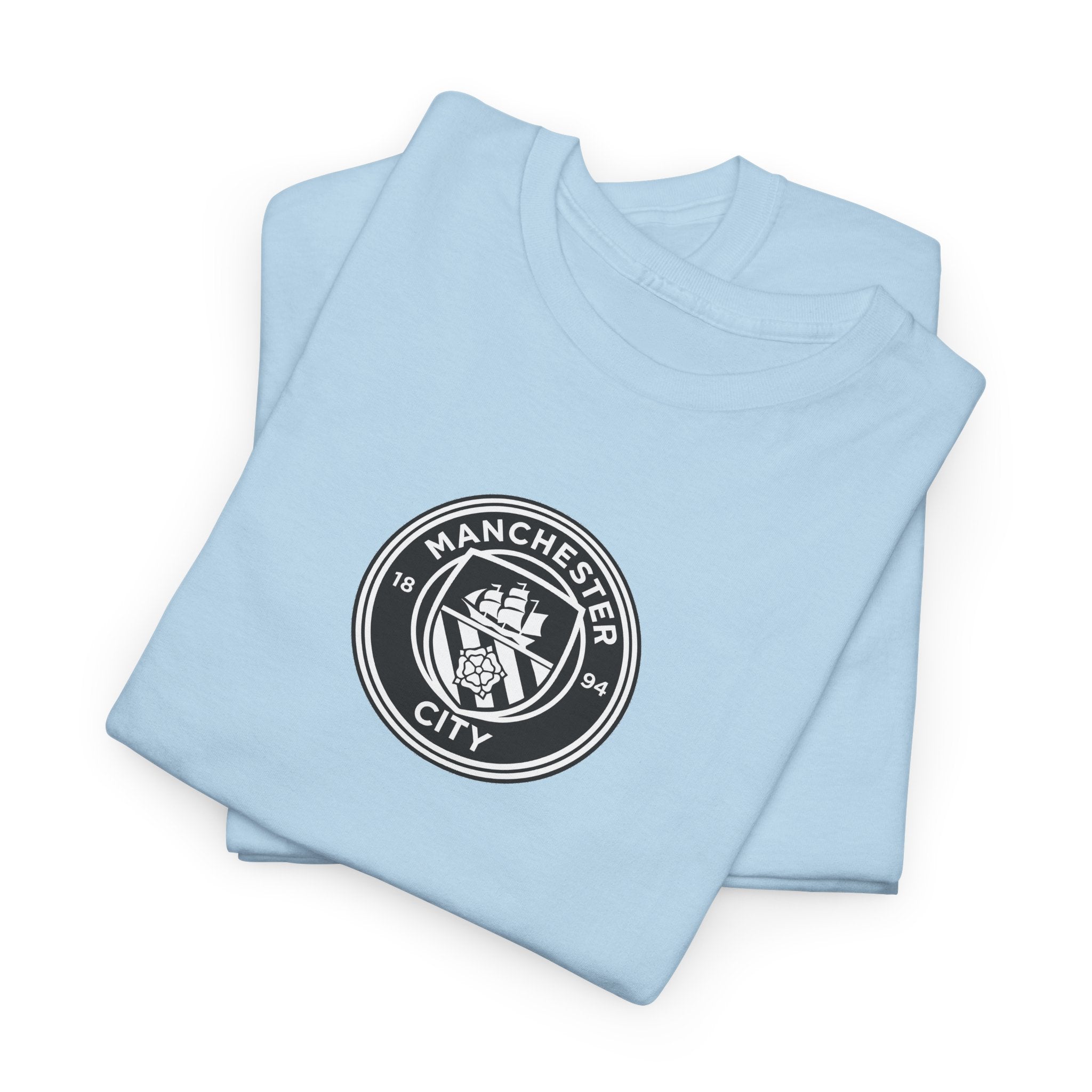 Man City Unofficial T-Shirt — Vintage Crest Logo Tee (Small Chest Emblem)