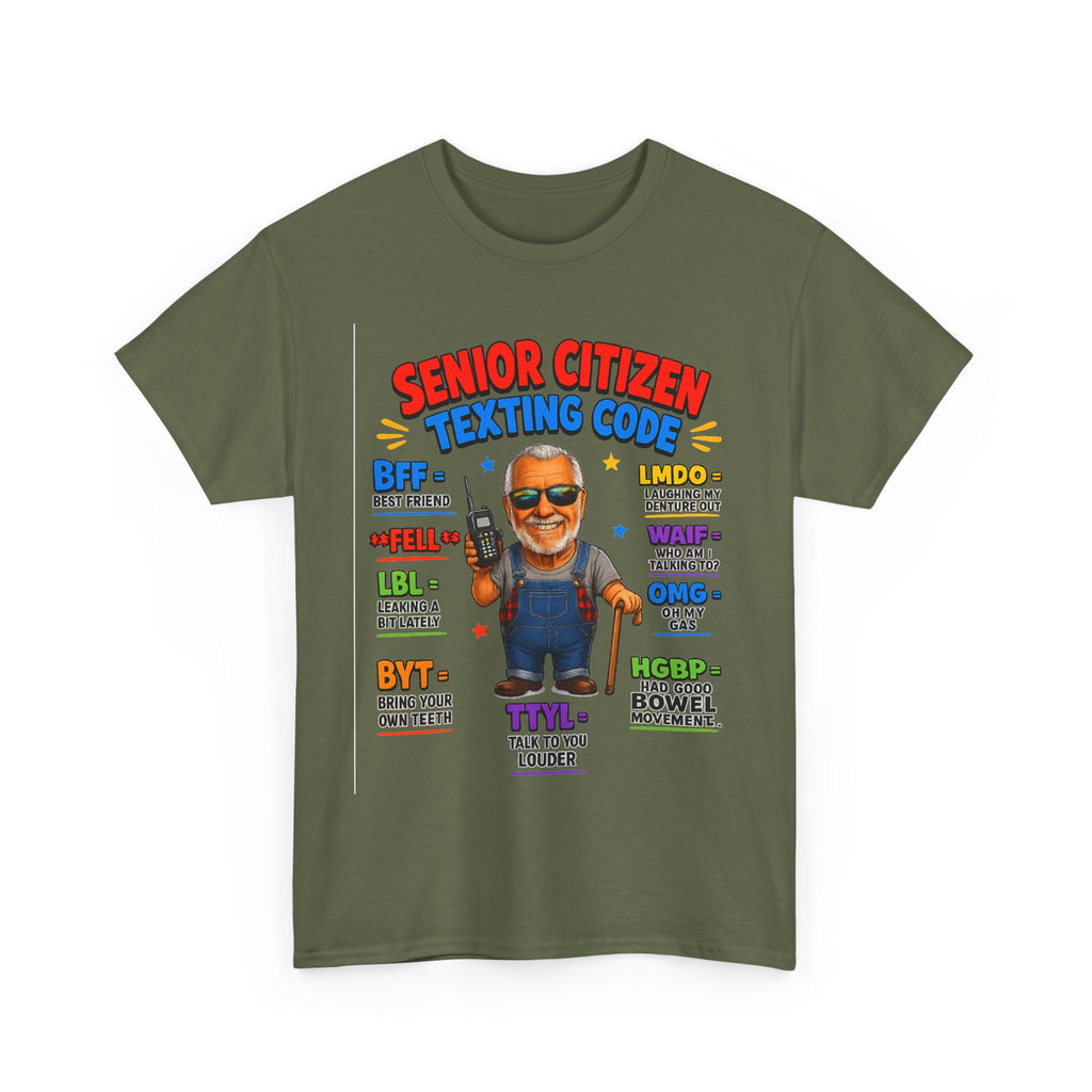 Senior Citizen Texting Code T-Shirt — Funny Grandpa Grandma Retirement Gift
