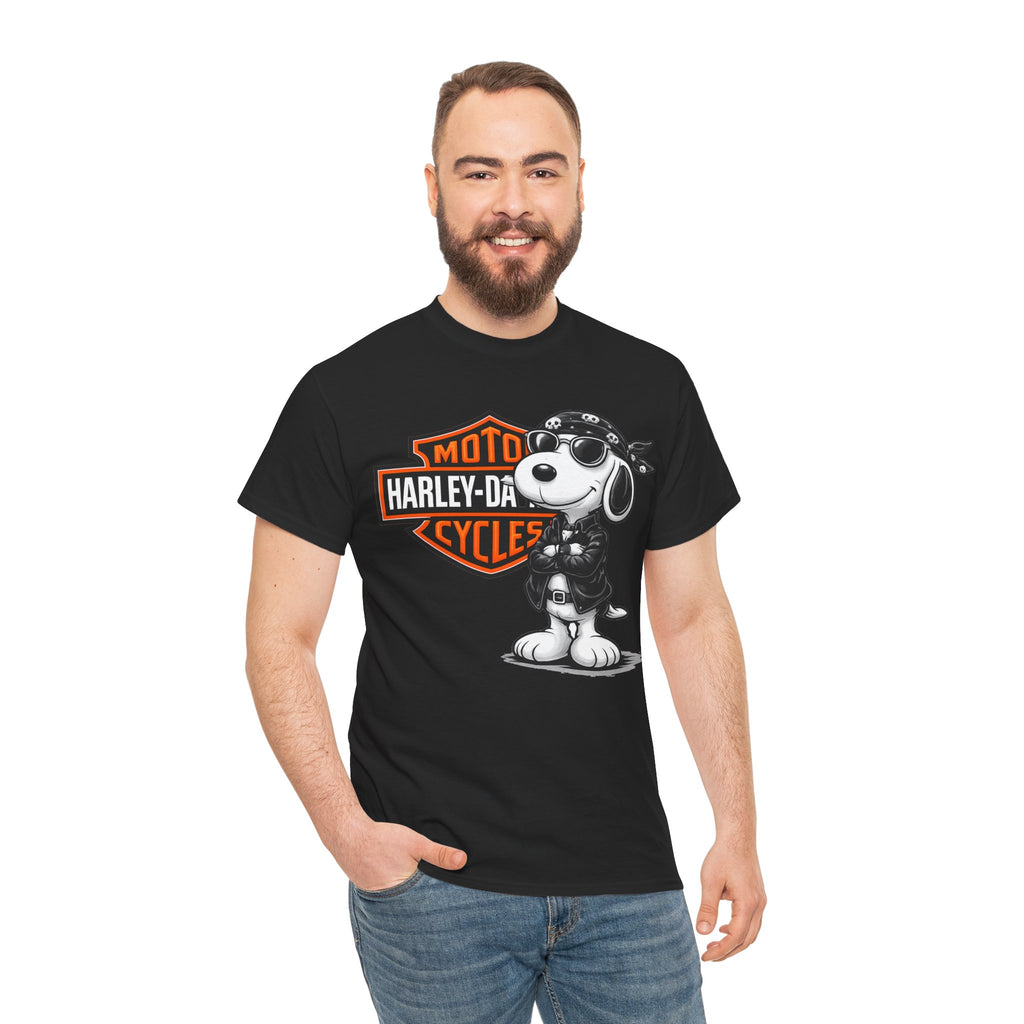 Harley-Style Snoopy Biker Cotton T-Shirt / Tee