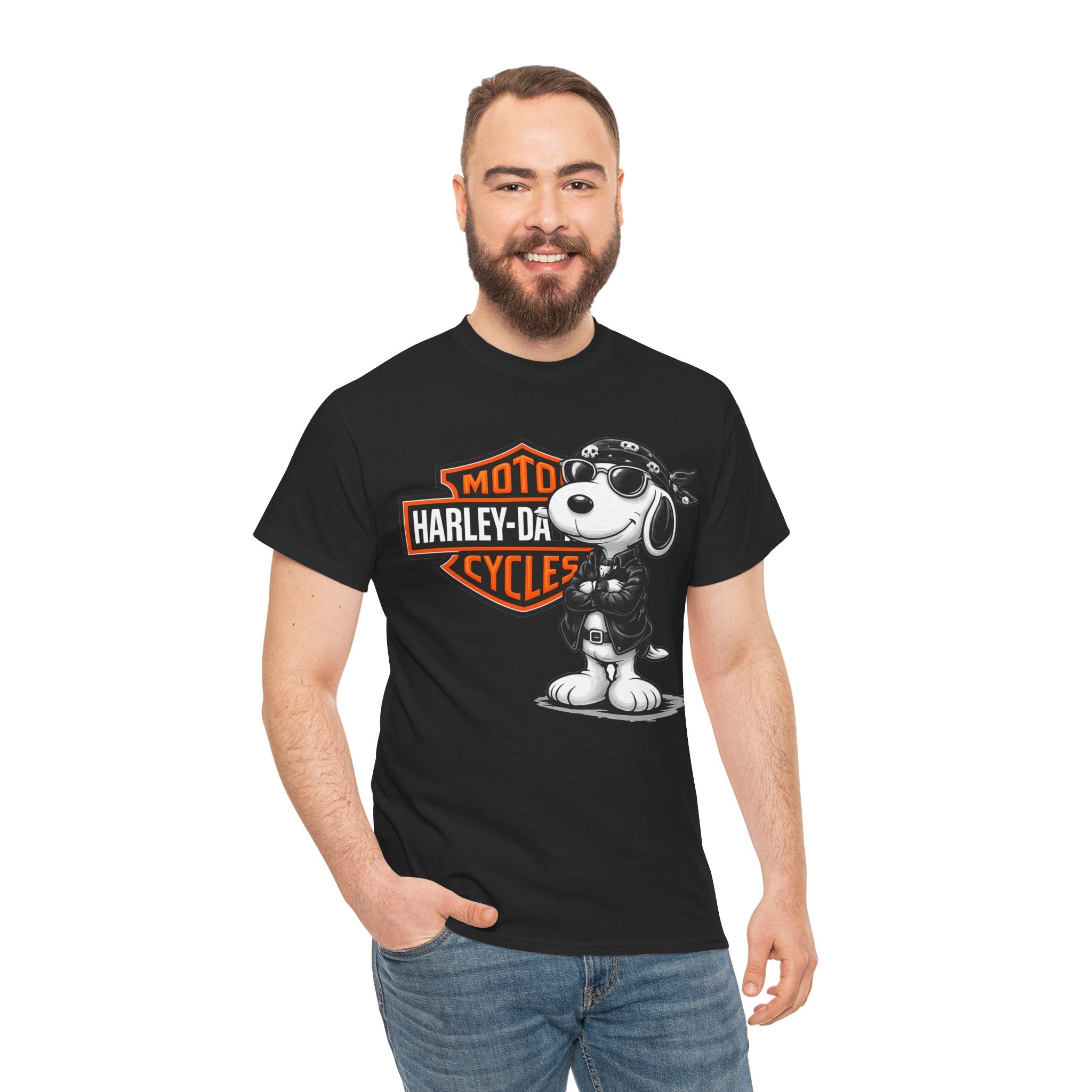 Harley-Style Snoopy Biker Cotton T-Shirt / Tee