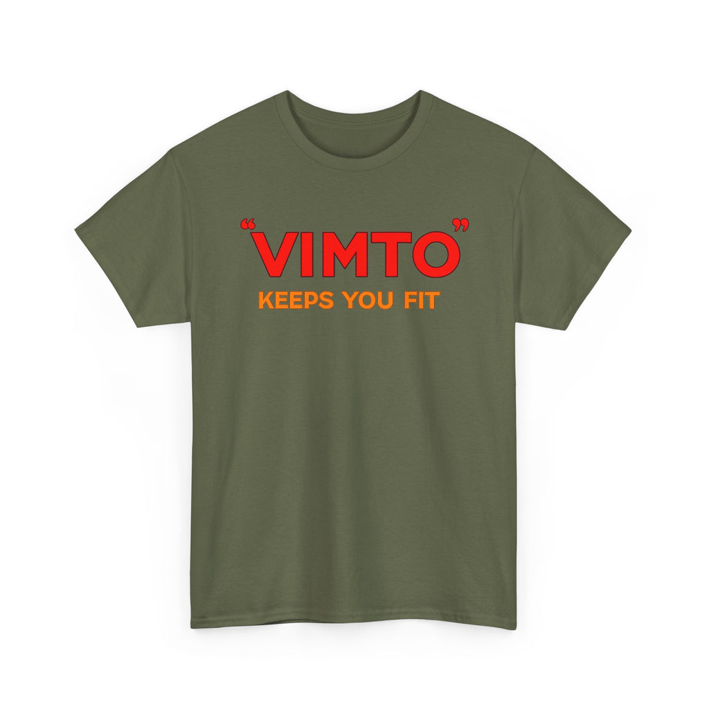 VIMTO "Keeps You Fit" Graphic Tee — Retro Beverage Logo T-Shirt