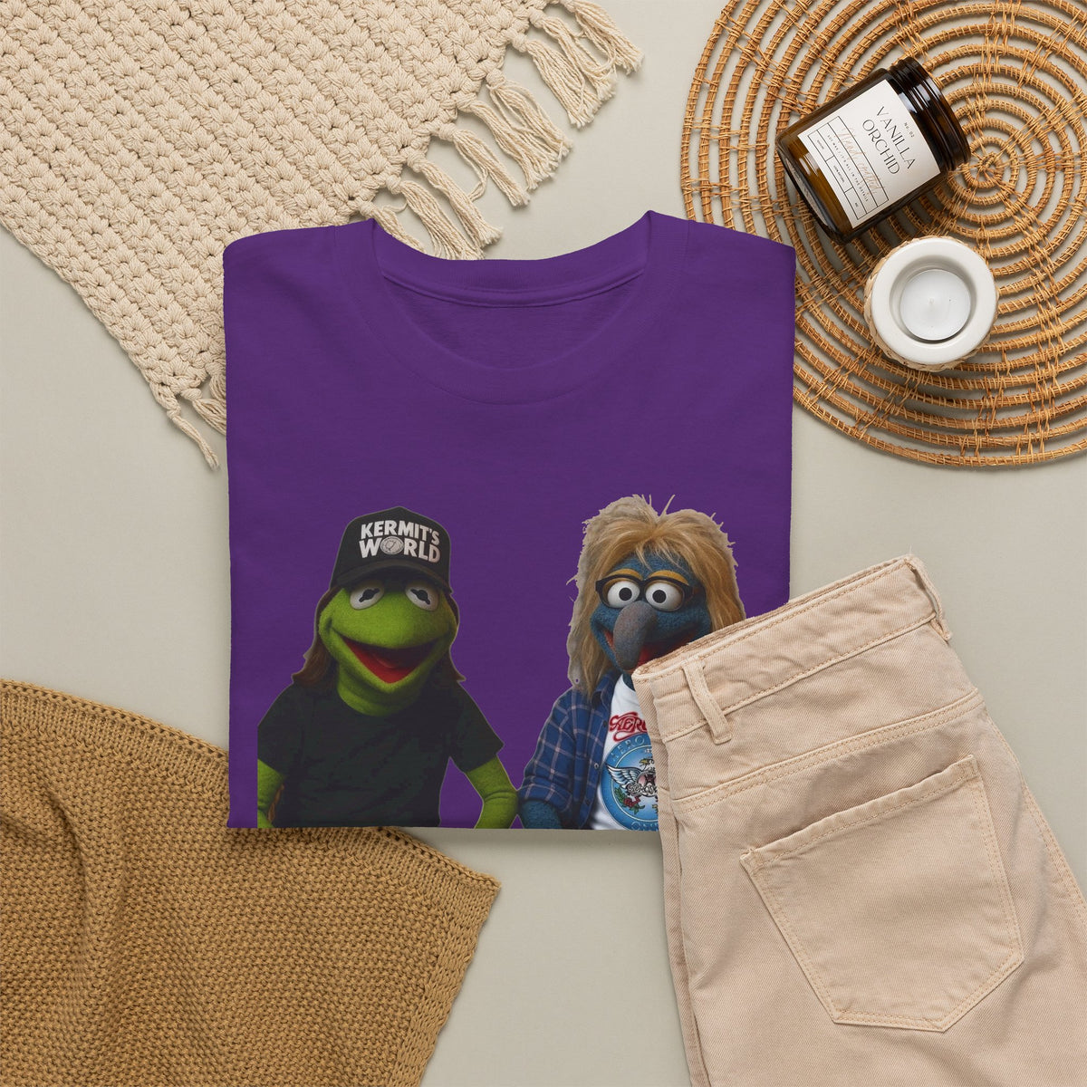Kermit & Gonzo Waynes World Inspired Character Graphic T-Shirt