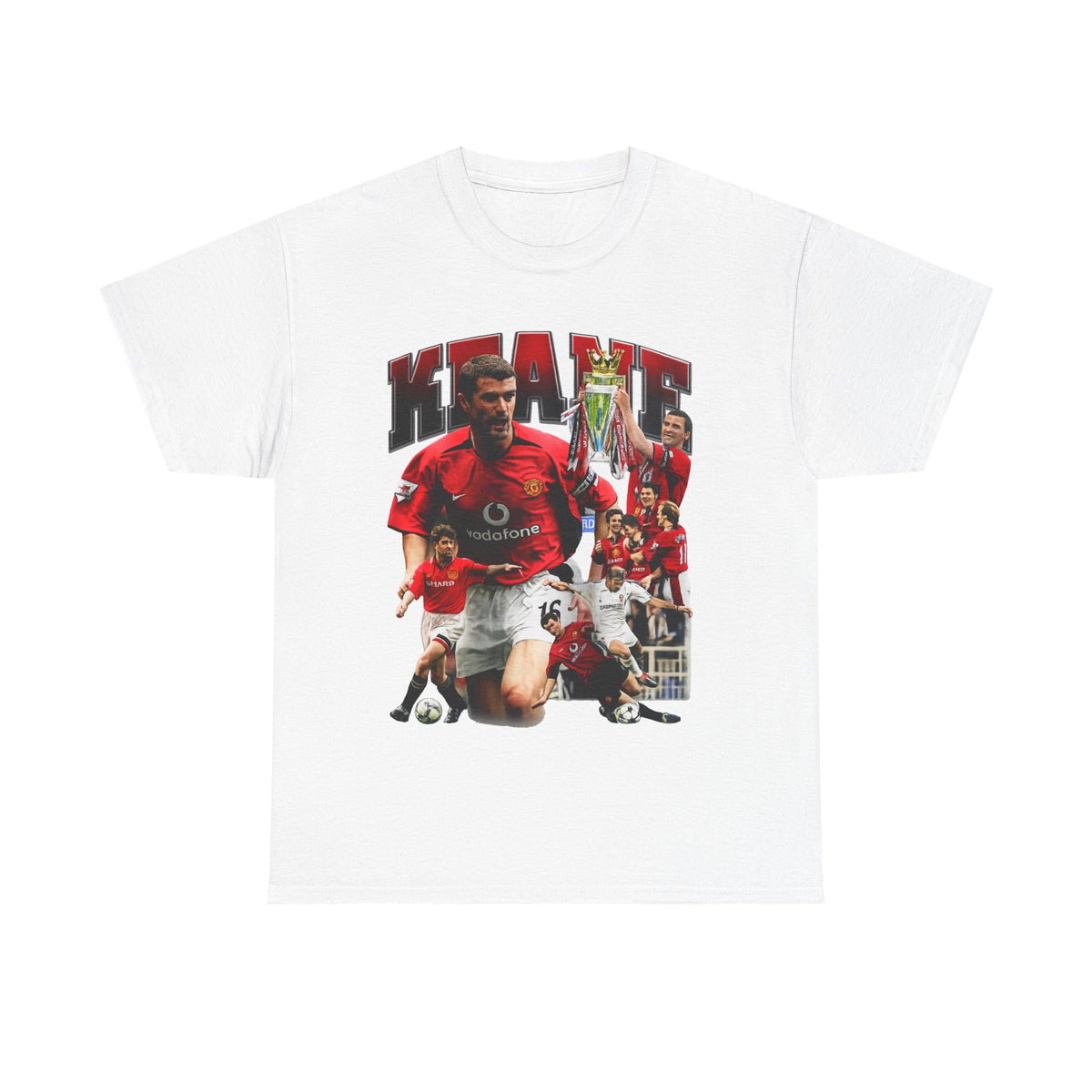 Roy Keane Football Legens Collage Tee — Retro Man United Tribute Shirt