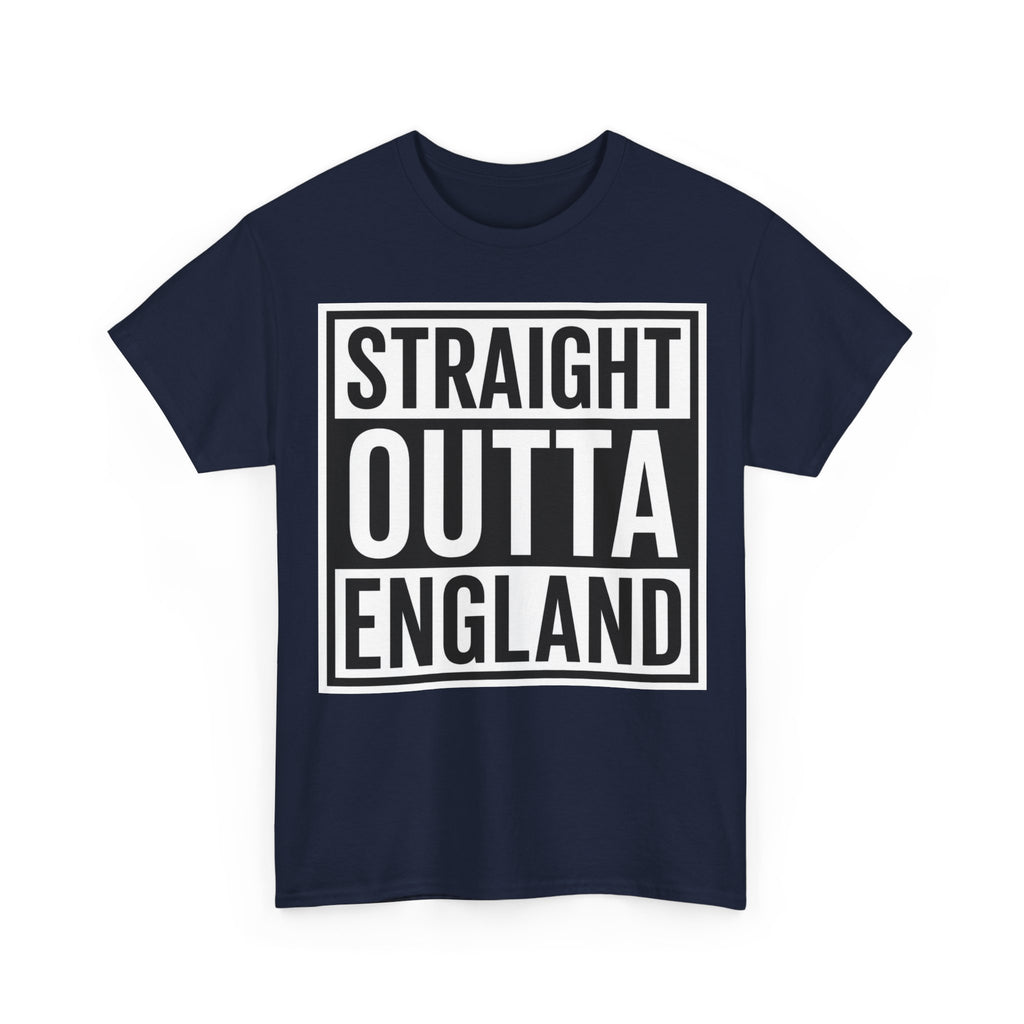 Straight Outta England T-Shirt — Bold Black Typography Tee for Brits & Expats
