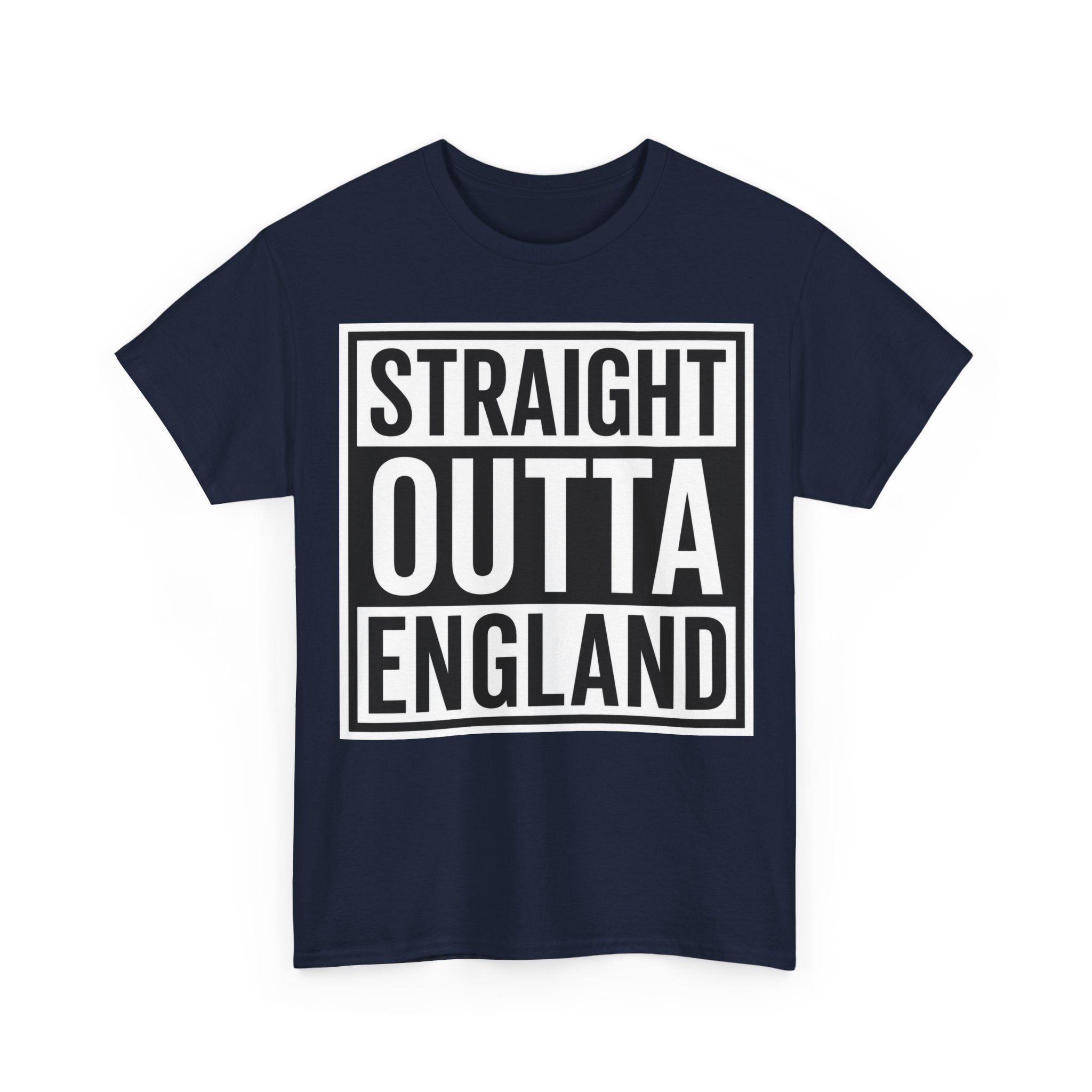 Straight Outta England T-Shirt — Bold Black Typography Tee for Brits & Expats