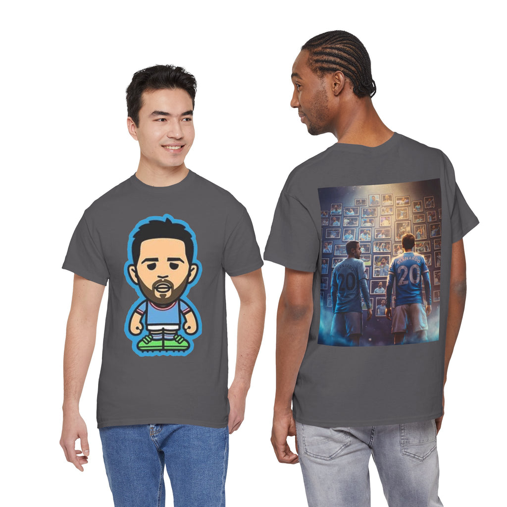 Bernardo Silva Manchester City Legend Graphic Tee — Player Cartoon Front & Tribute Poster Back