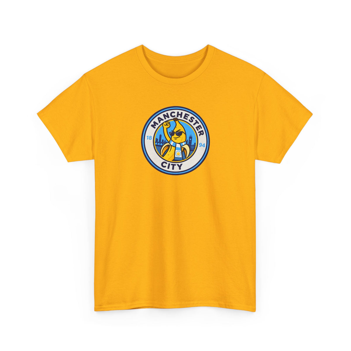 Manchester City Banana Crest Unisex Heavy Cotton T-Shirt / Tee