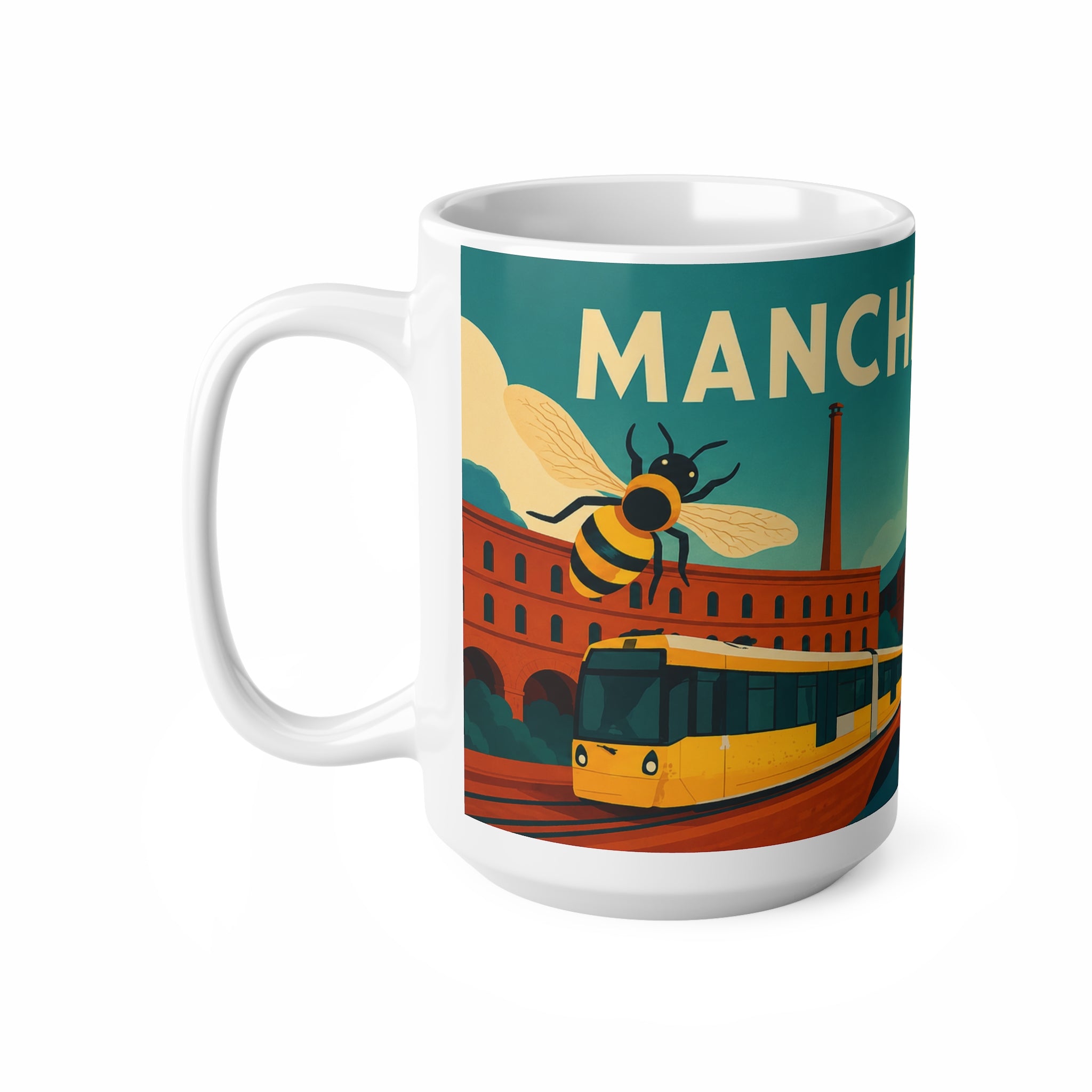 Manchester Vintage Travel Poster Coffee Mug — Bee & Tram 11oz/15oz