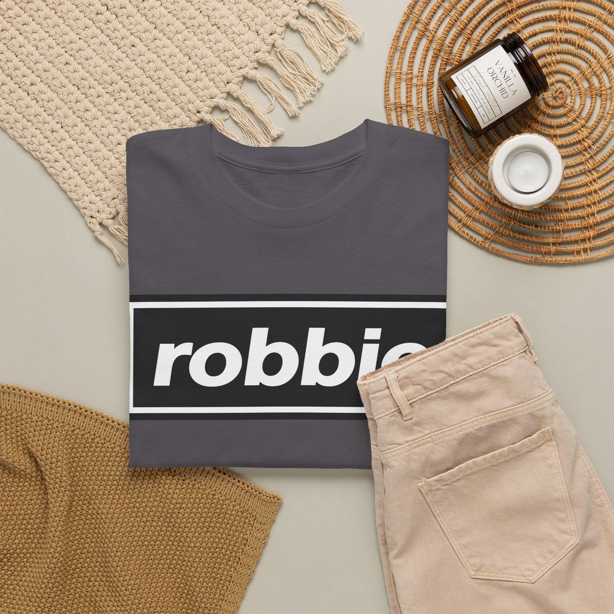 Robbie Inspired Cotton T-Shirt — Minimal Black Box Logo T-Shirt