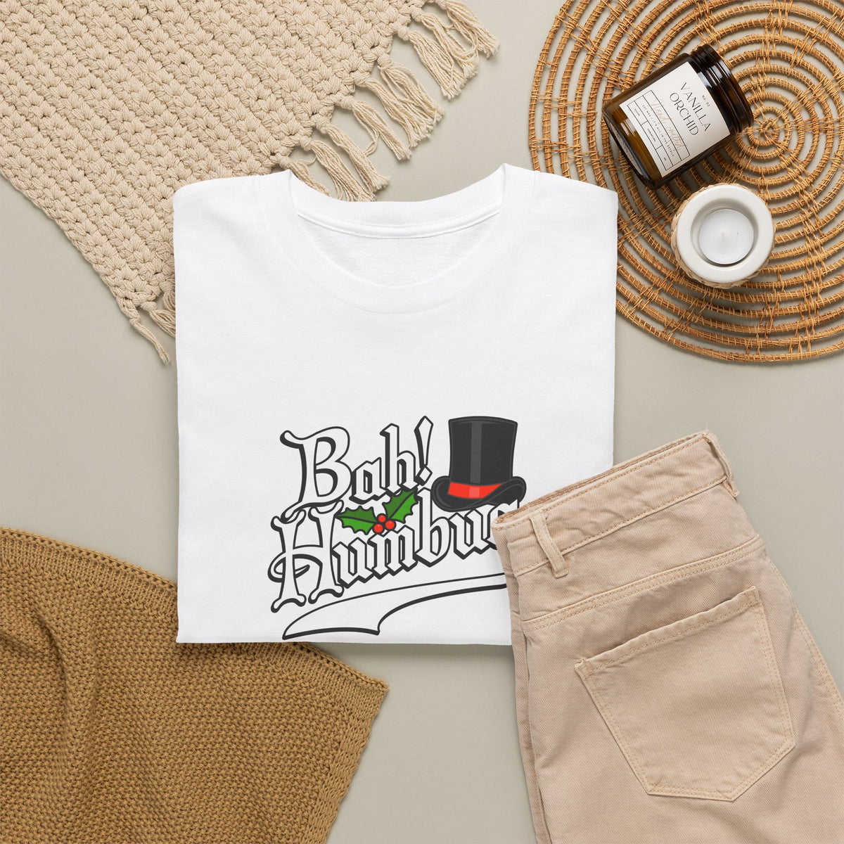 Bah Humbug Christmas Graphic Cotton T-Shirt / Tee