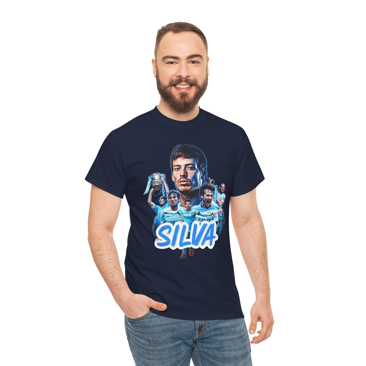 David Silva Manchester City Soccer Tee — Classic Player Portrait Football Shirt