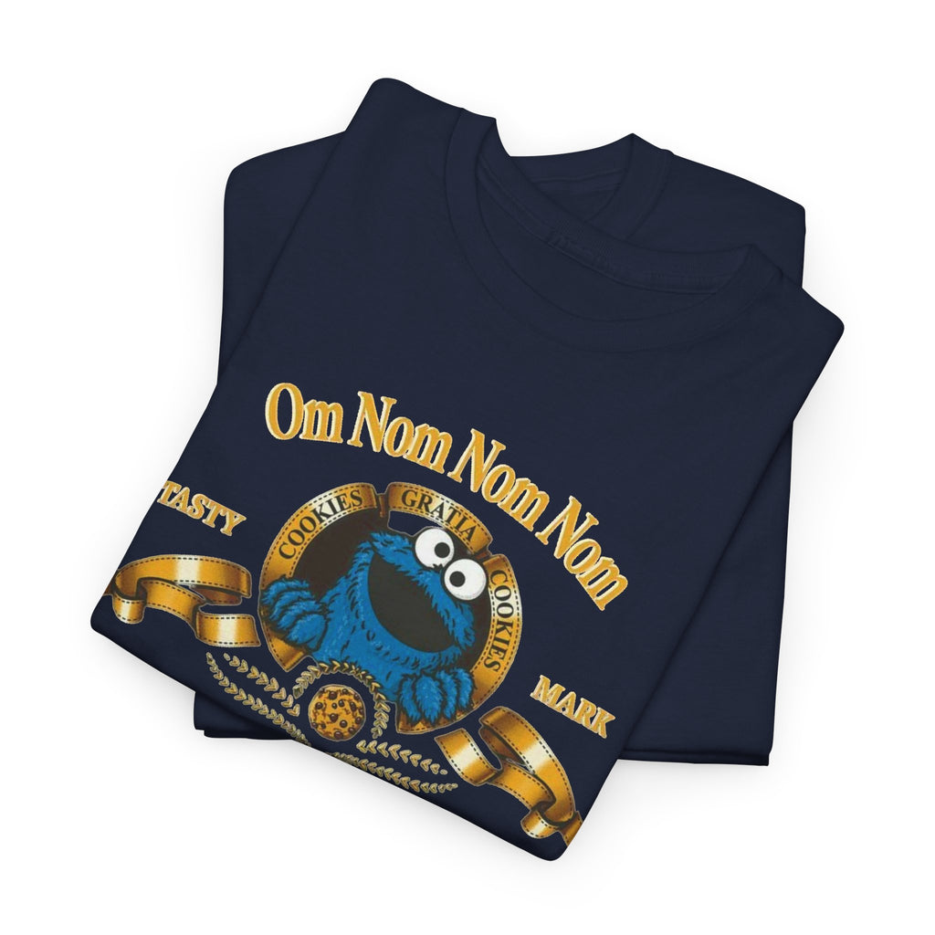 Cookie Monster "Om Nom Nom Nom" Vintage Badge Cotton T‑Shirt