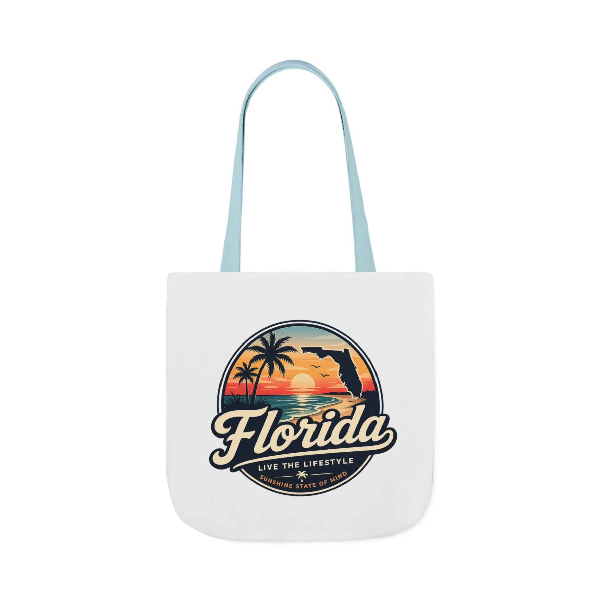 Florida Sunset Canvas Tote Bag — Retro Palm Beach Design