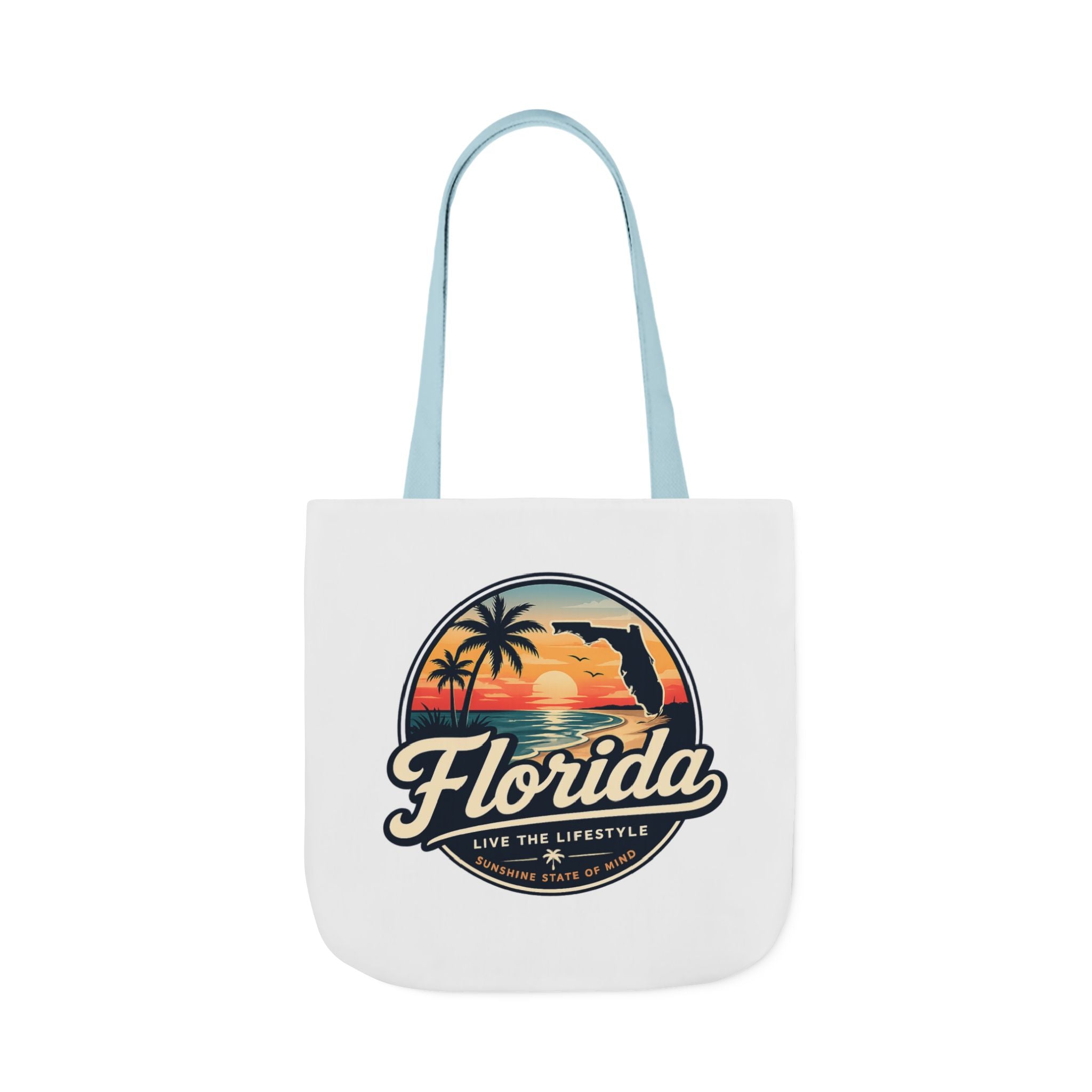 Florida Sunset Canvas Tote Bag — Retro Palm Beach Design