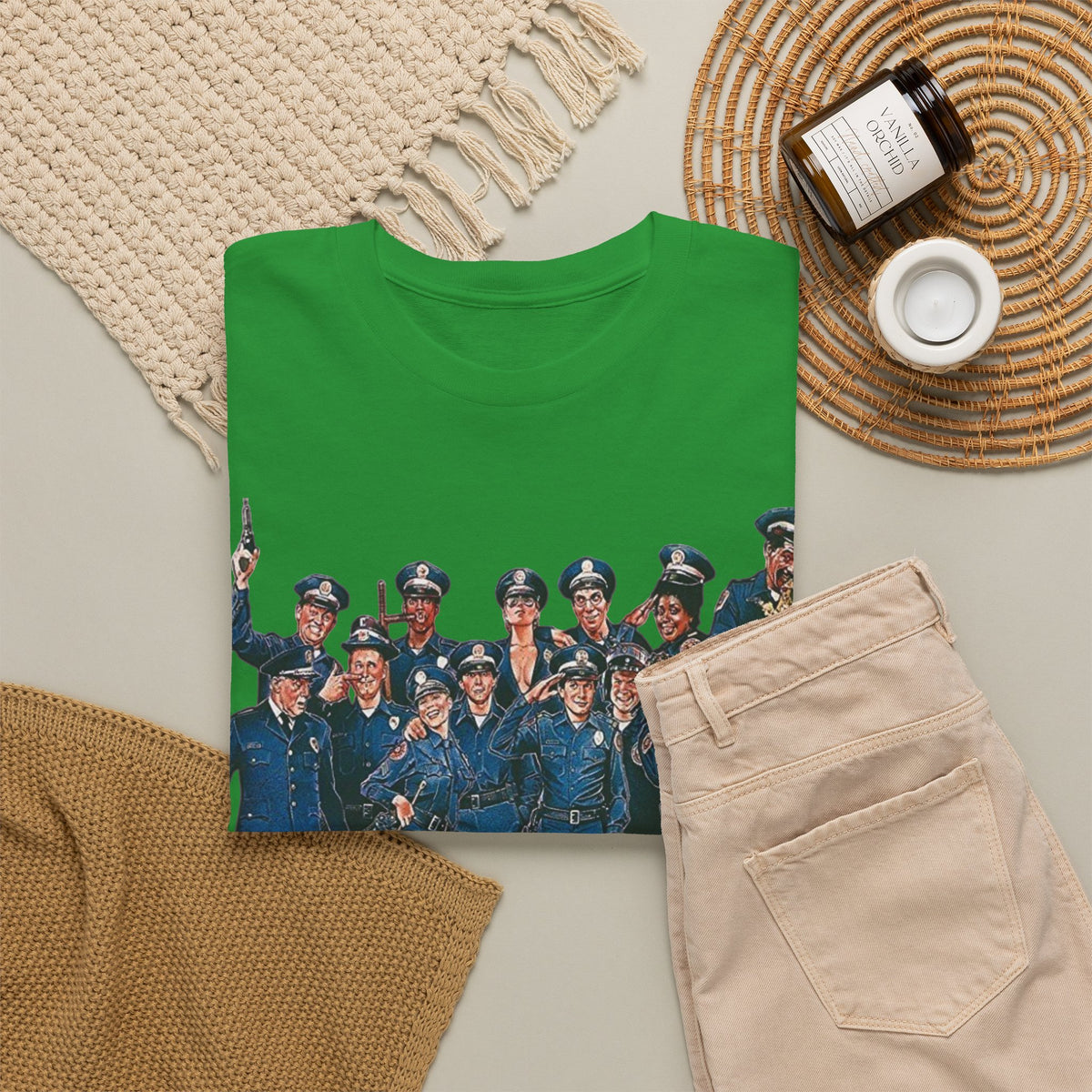 Police Academy Movie Inspired Cotton T‑Shirt — Retro Squad Photo Tee