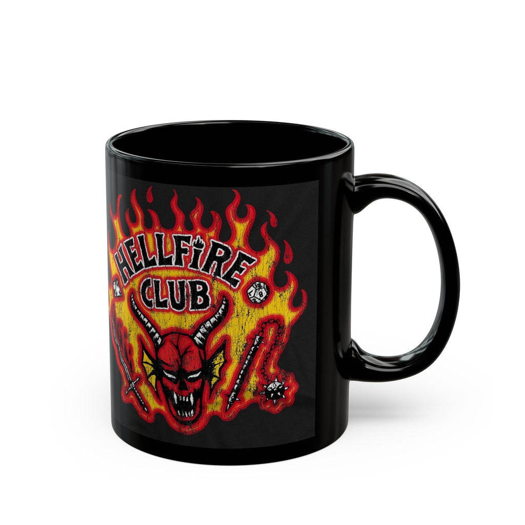 Hellfire Club Black Mug — Flaming Demon Skull Coffee Cup (11oz & 15oz)