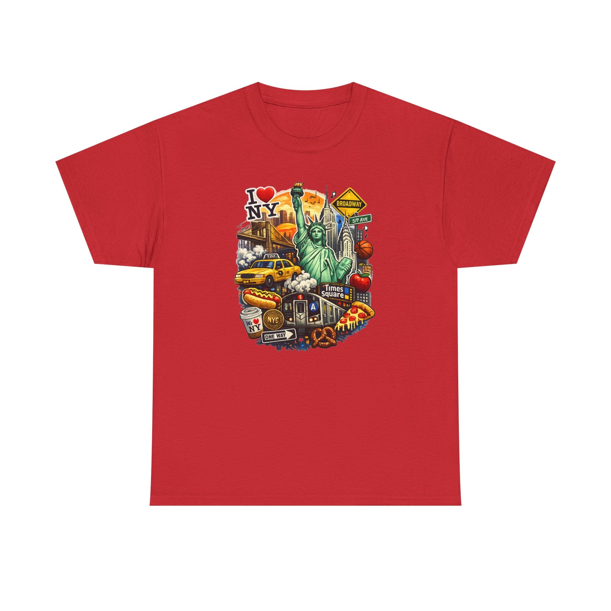 New York City Icons T-Shirt — Statue of Liberty, Taxi & I  NY Collage Tee