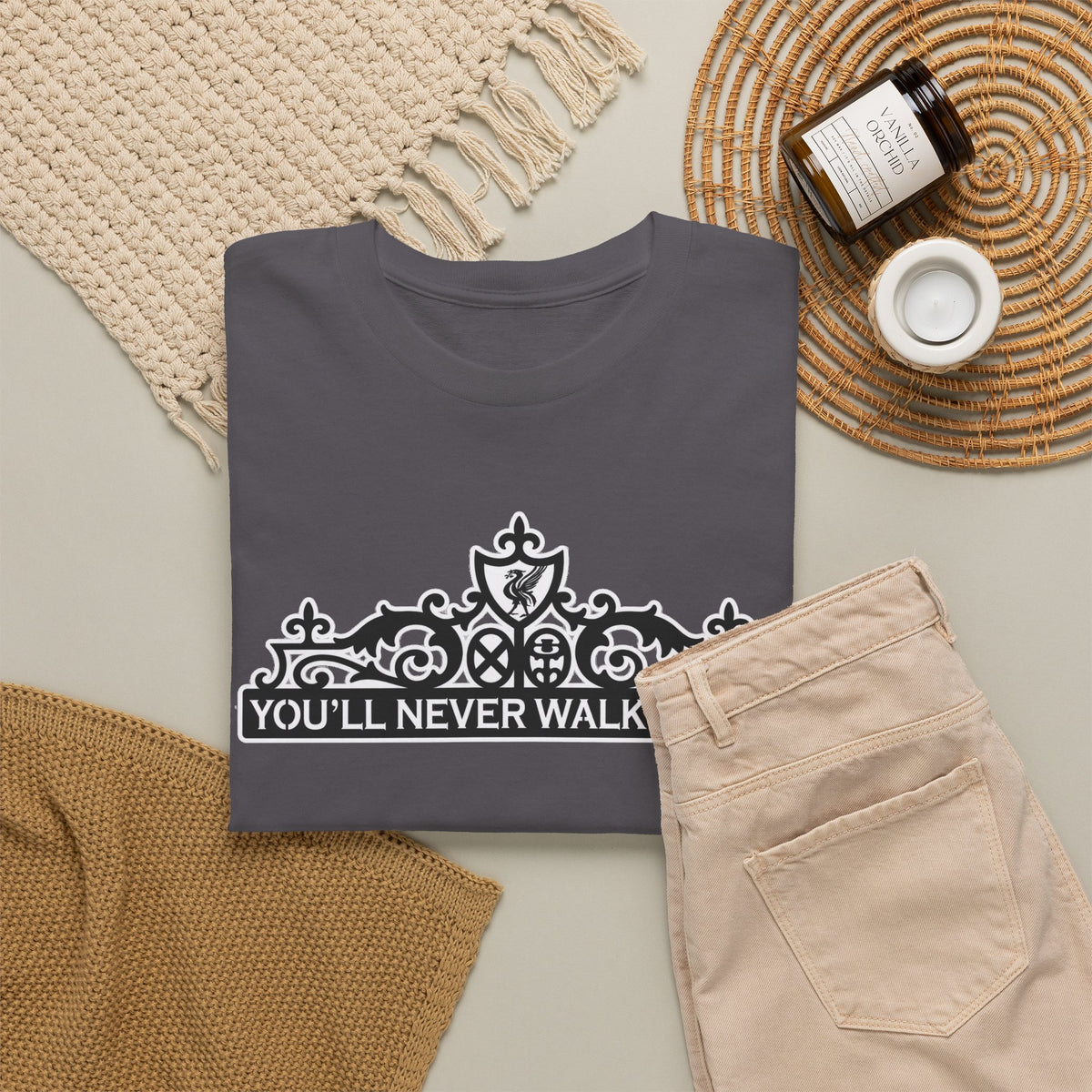 You'll Never Walk Alone T‑Shirt — Liverpool FC Crest Cotton Tee