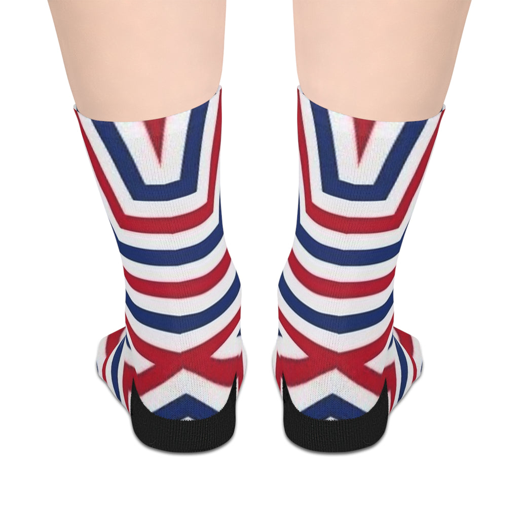 Patriotic Starburst Mid-Length Socks – Red White & Blue Fourth of July Socks