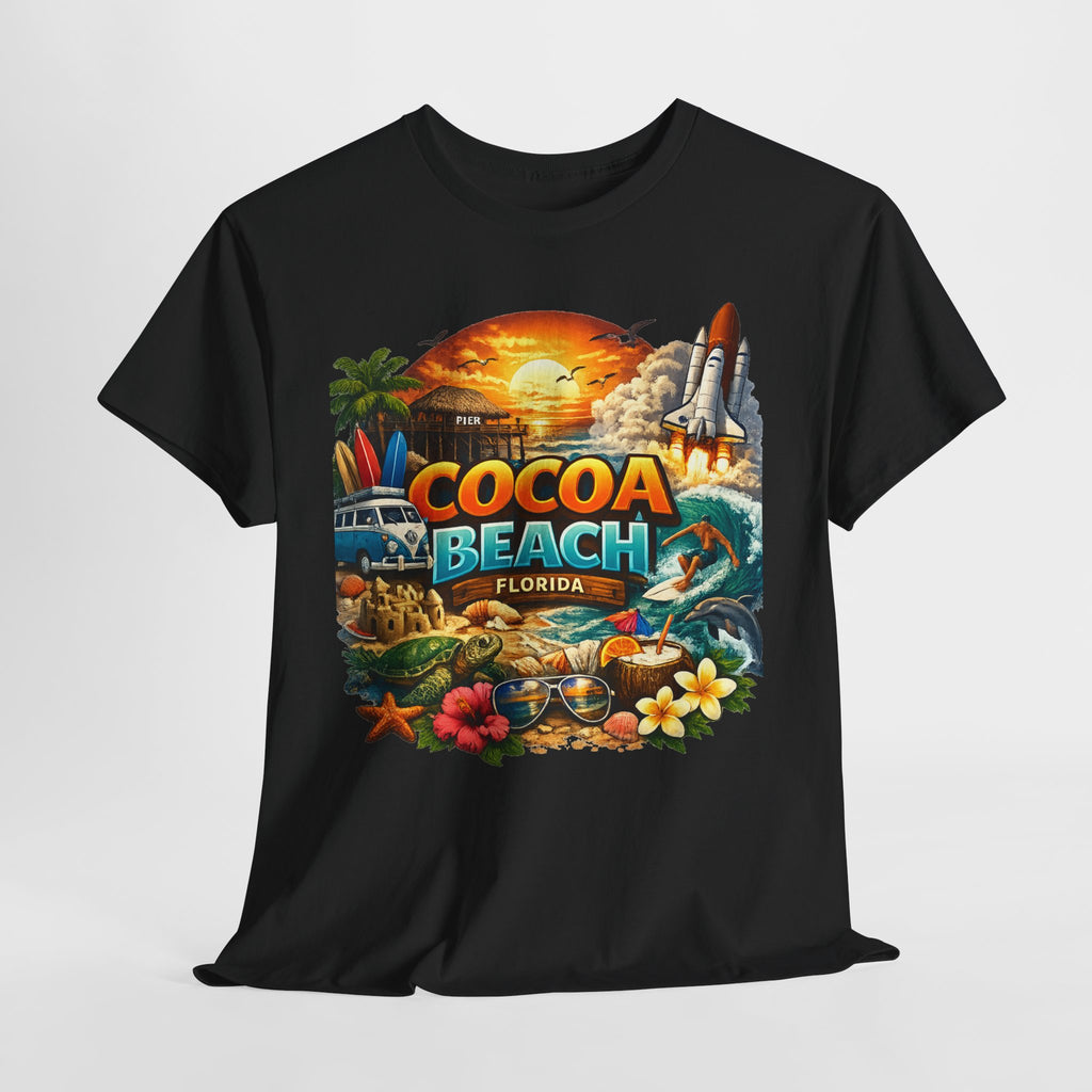 Cocoa Beach Florida Sunset Surf T-Shirt — Retro Beach Vacation Graphic Tee