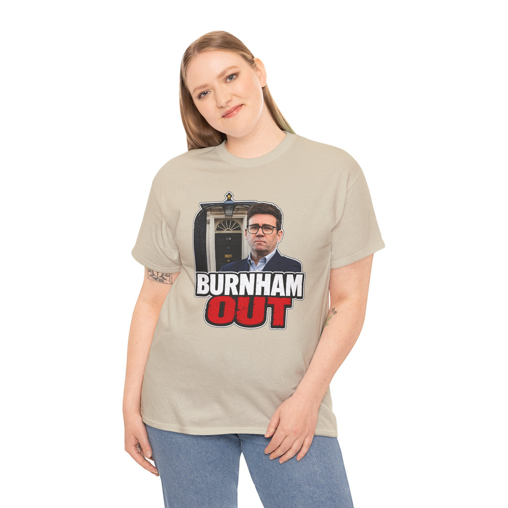 Andy Burnham Out Political Satire T‑Shirt — "Burnham Out" Protest Tee
