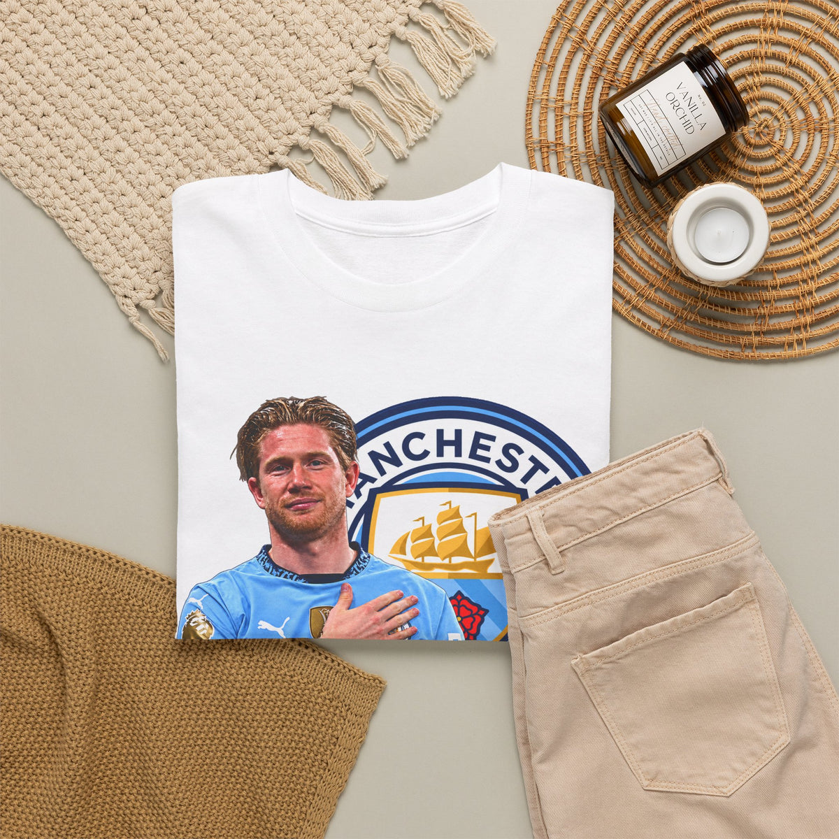 Kevin De Bruyne Manchester City Legend Cotton T-Shirt — Player Tribute Tee (Heart Badge Design)
