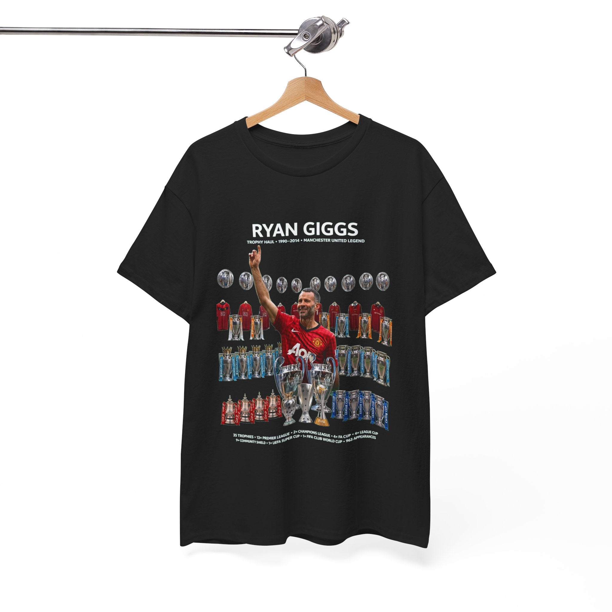 Ryan Giggs Trophy Haul Manchester United Legend Unisex Heavy Cotton Tee