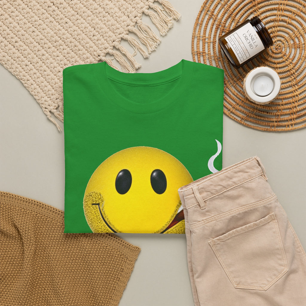 Smoking Happy Face Cigar Unisex Heavy Cotton Tee
