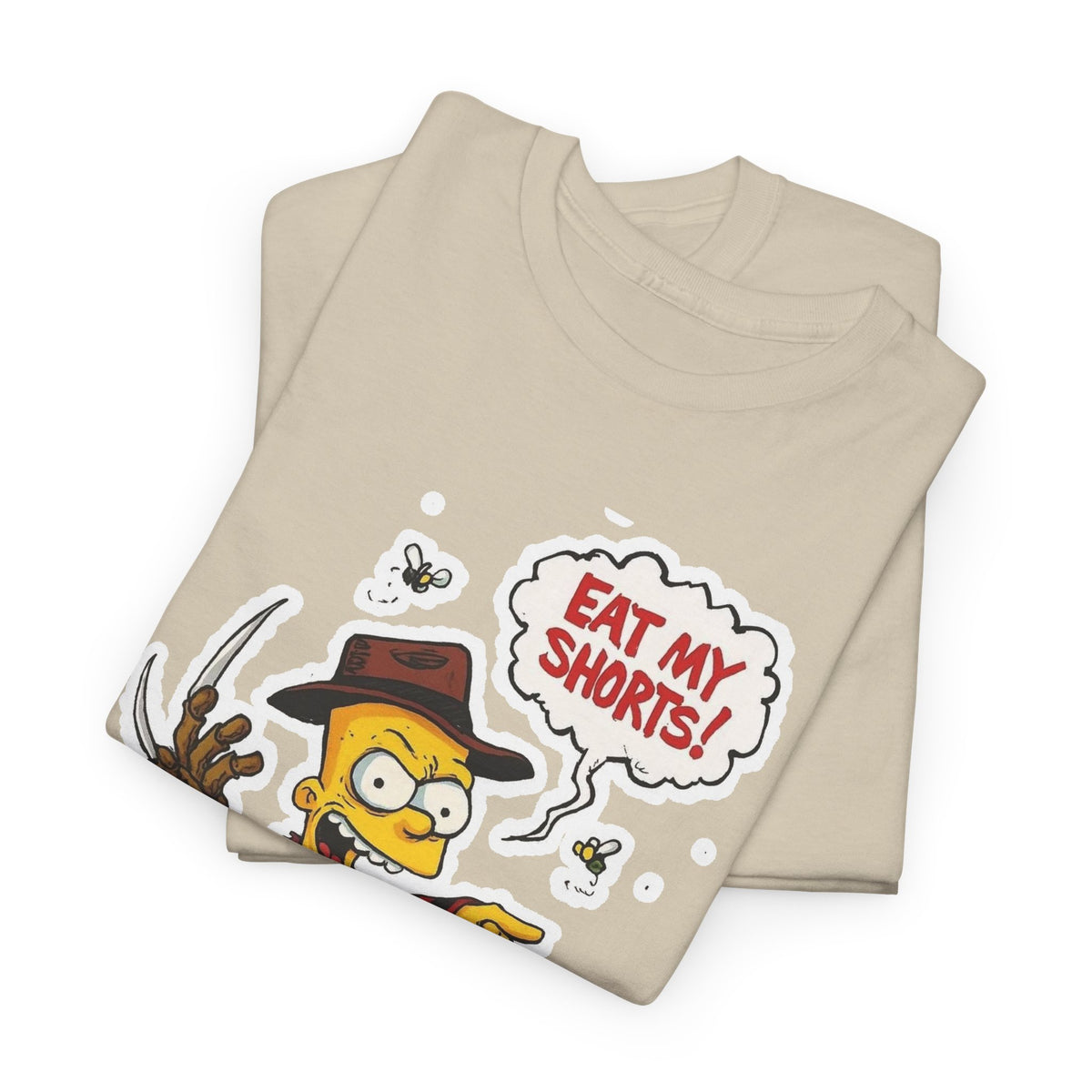 Horror TV Mashup Tee — “Eat My Shorts!” Retro Cartoon Tee