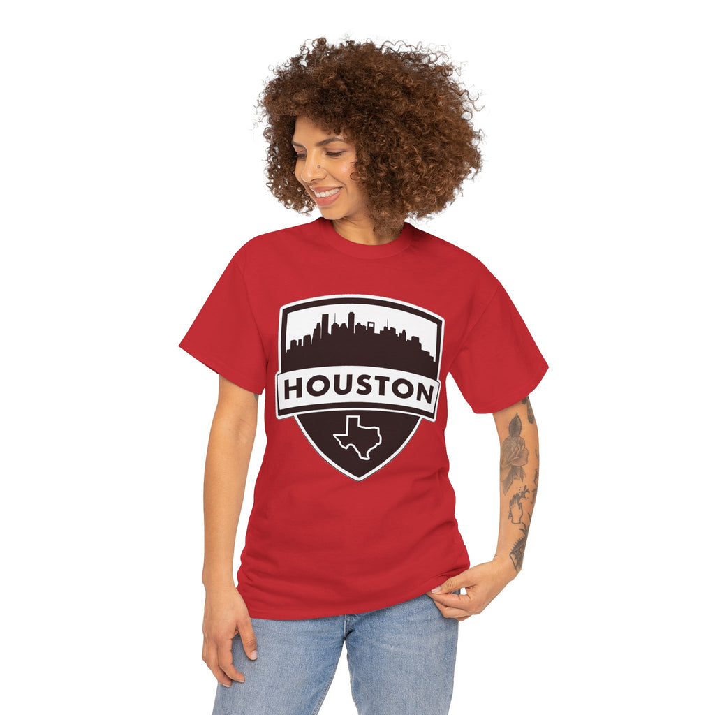 Houston Skyline Shield T-Shirt — Texas Outline City Pride Tee