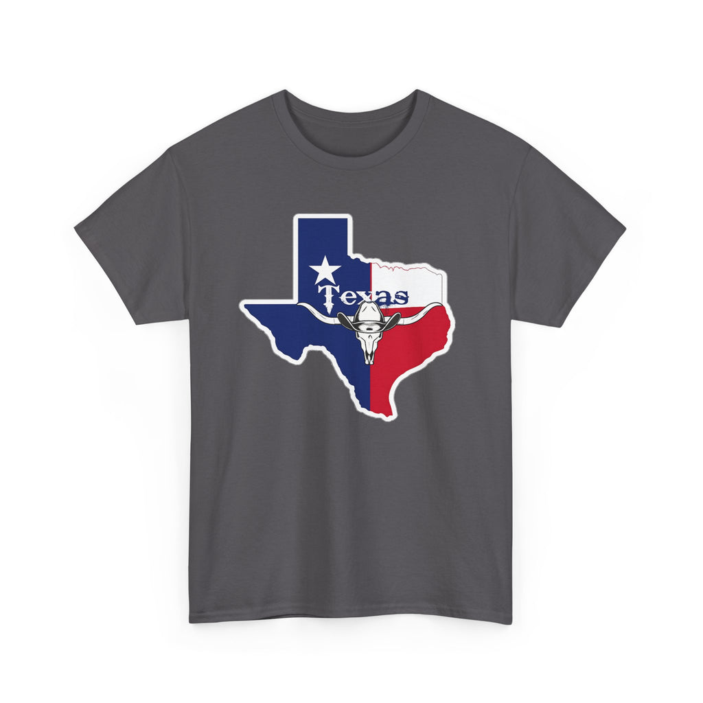 Texas Flag Outline T-Shirt — Lone Star State Map Tee with 'Texas' Text